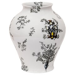 Pompei, Contemporary Porcelain Vase with Decorative Design by Vito Nesta