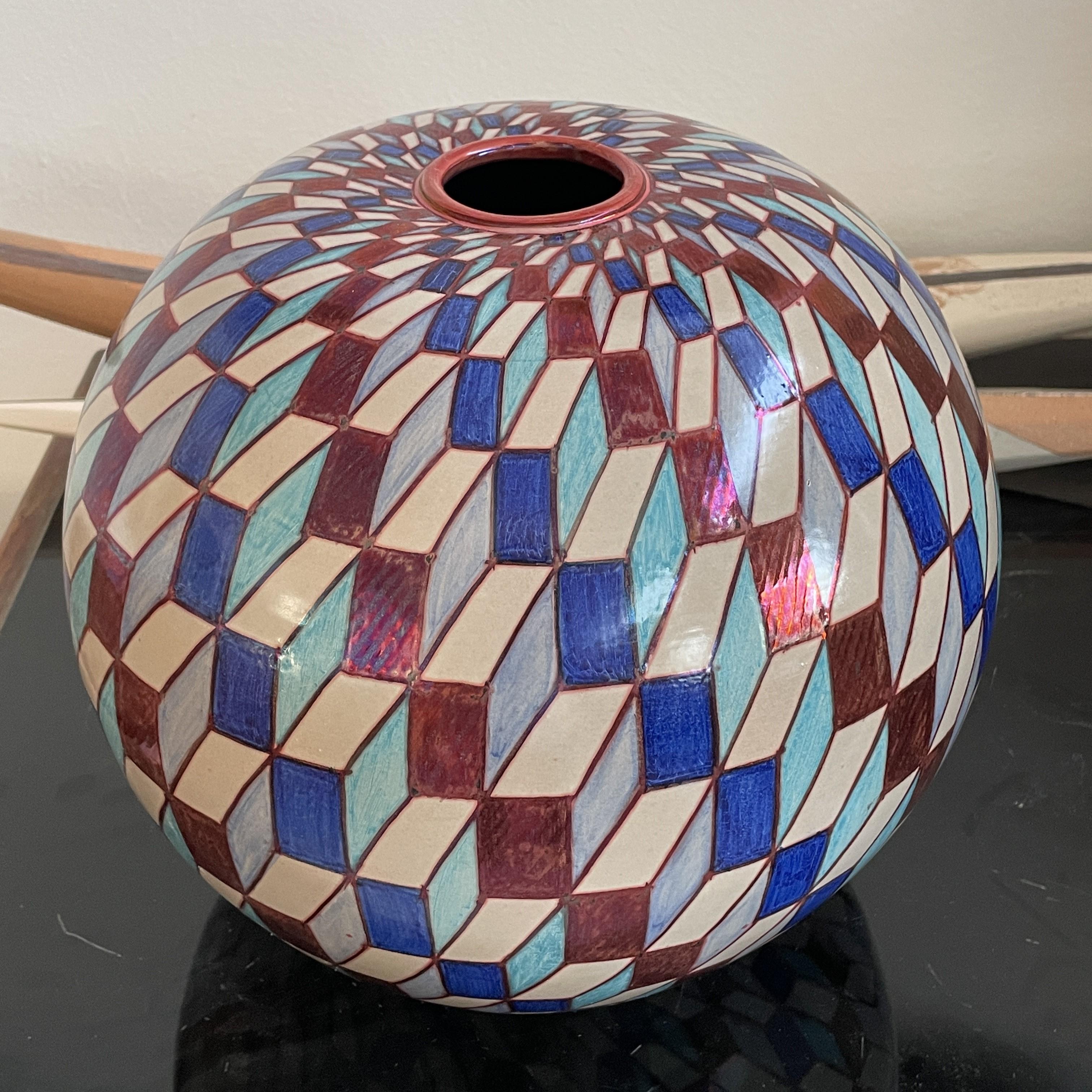 Romano classico Vaso di Luna di Pompei in ceramica dipinta a mano Italia Contemporanea 21° Secolo Majoilica in vendita