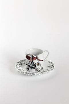 Pompei, seis tazas de café con plato decoradas en estilo contemporáneo