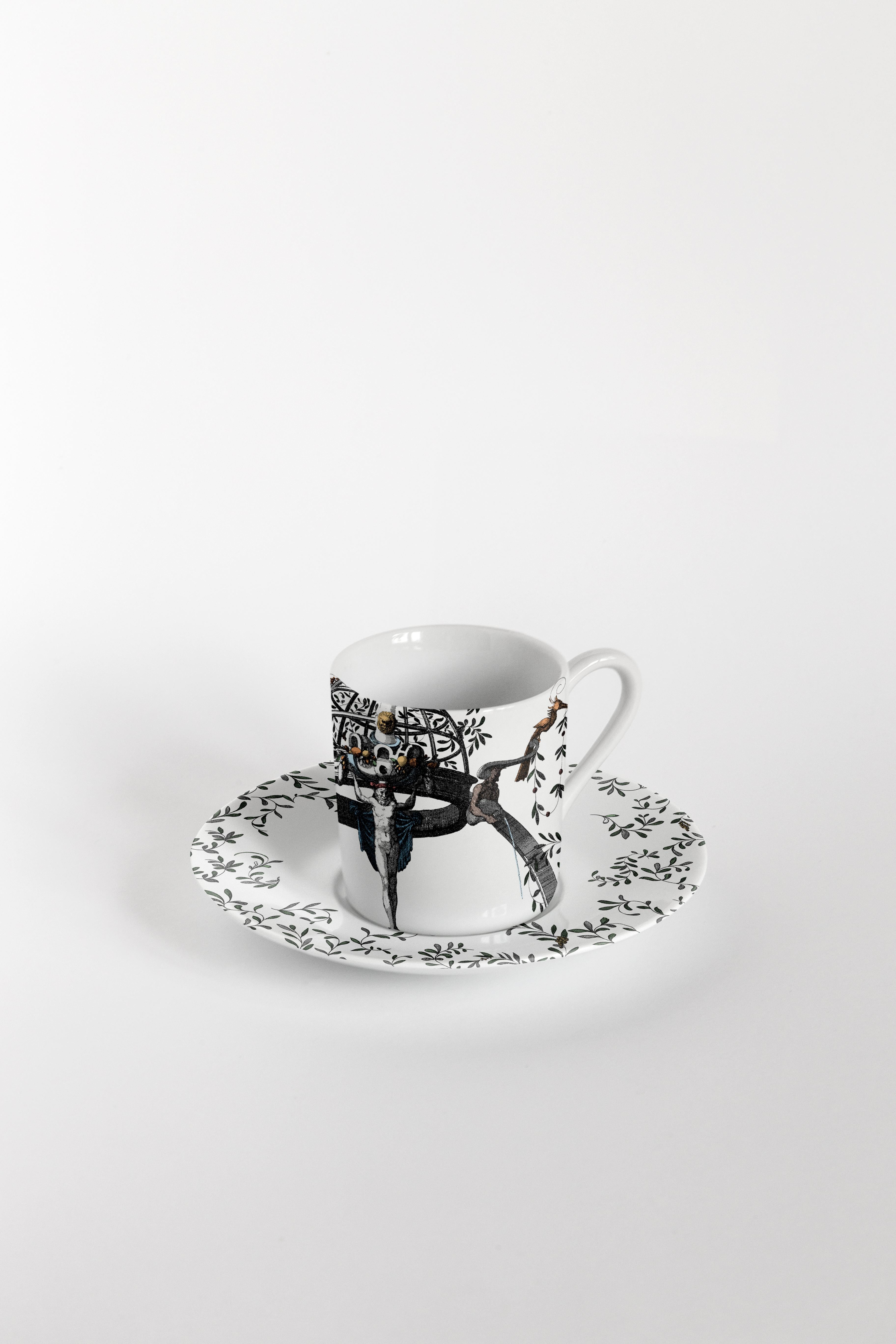 XXIe siècle et contemporain Six tasses à café décorées contemporaines Pompei avec assiettes en vente