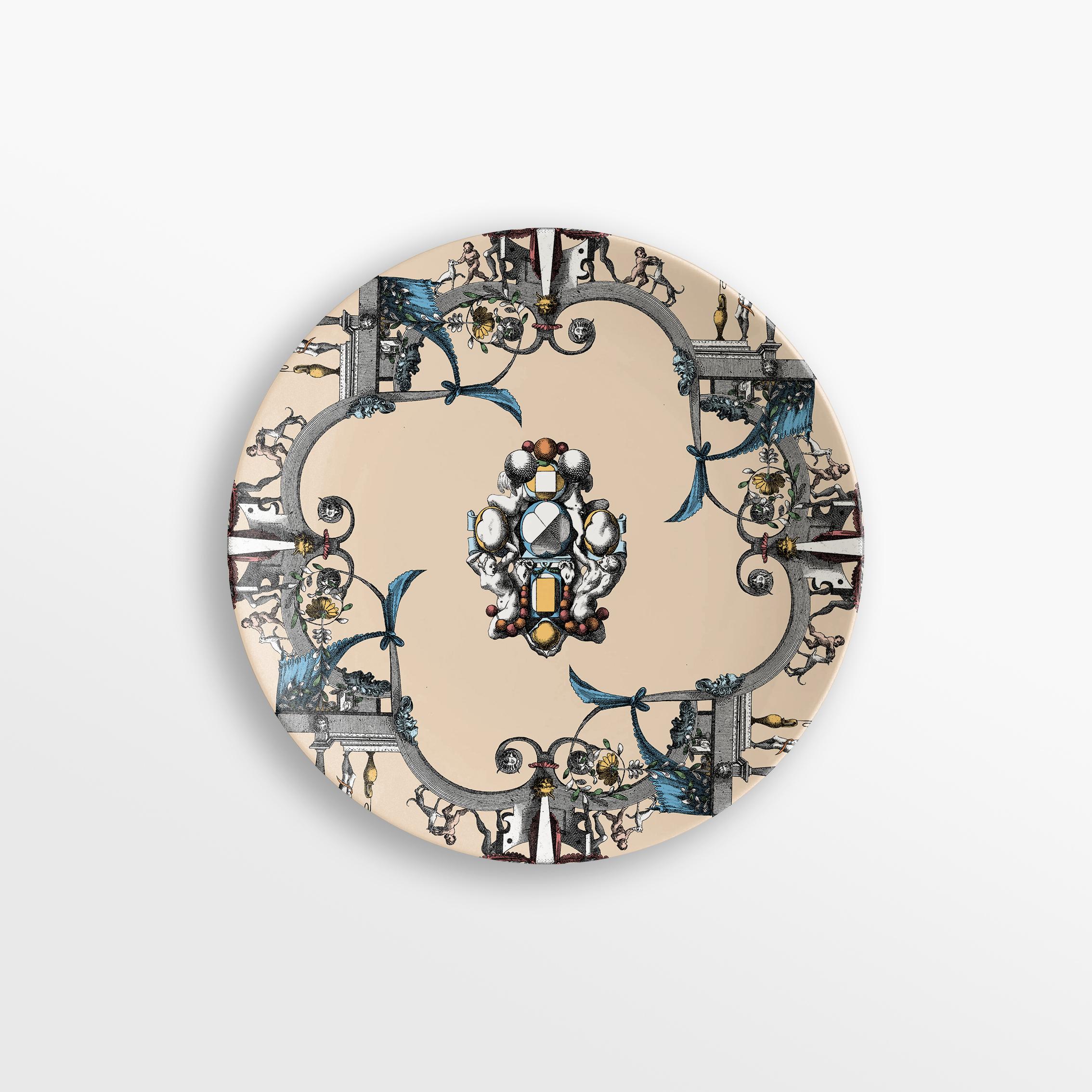 Italian Pompei, Six Contemporary Decorated Porcelain Dessert Plates For Sale