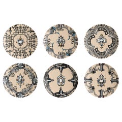 Pompei, Six Contemporary Decorated Porcelain Dessert Plates