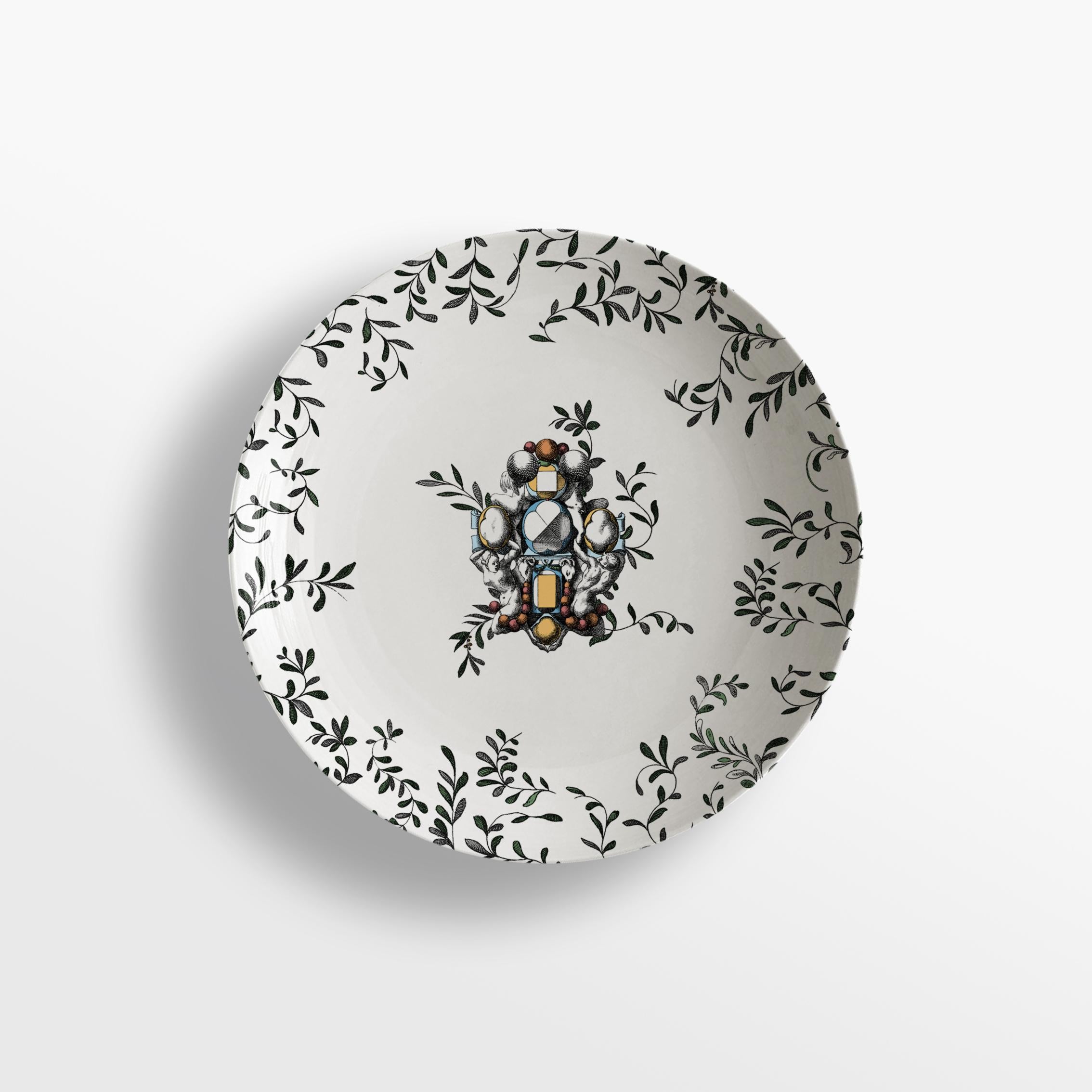 La collection de porcelaine Pompei by Grand Tour By Vito Nesta redonne vie à la décoration murale des Grottesche dans une tonalité contemporaine. Des dessins anciens sont repris et déclinés sur les différents formats de la mise en place de manière à