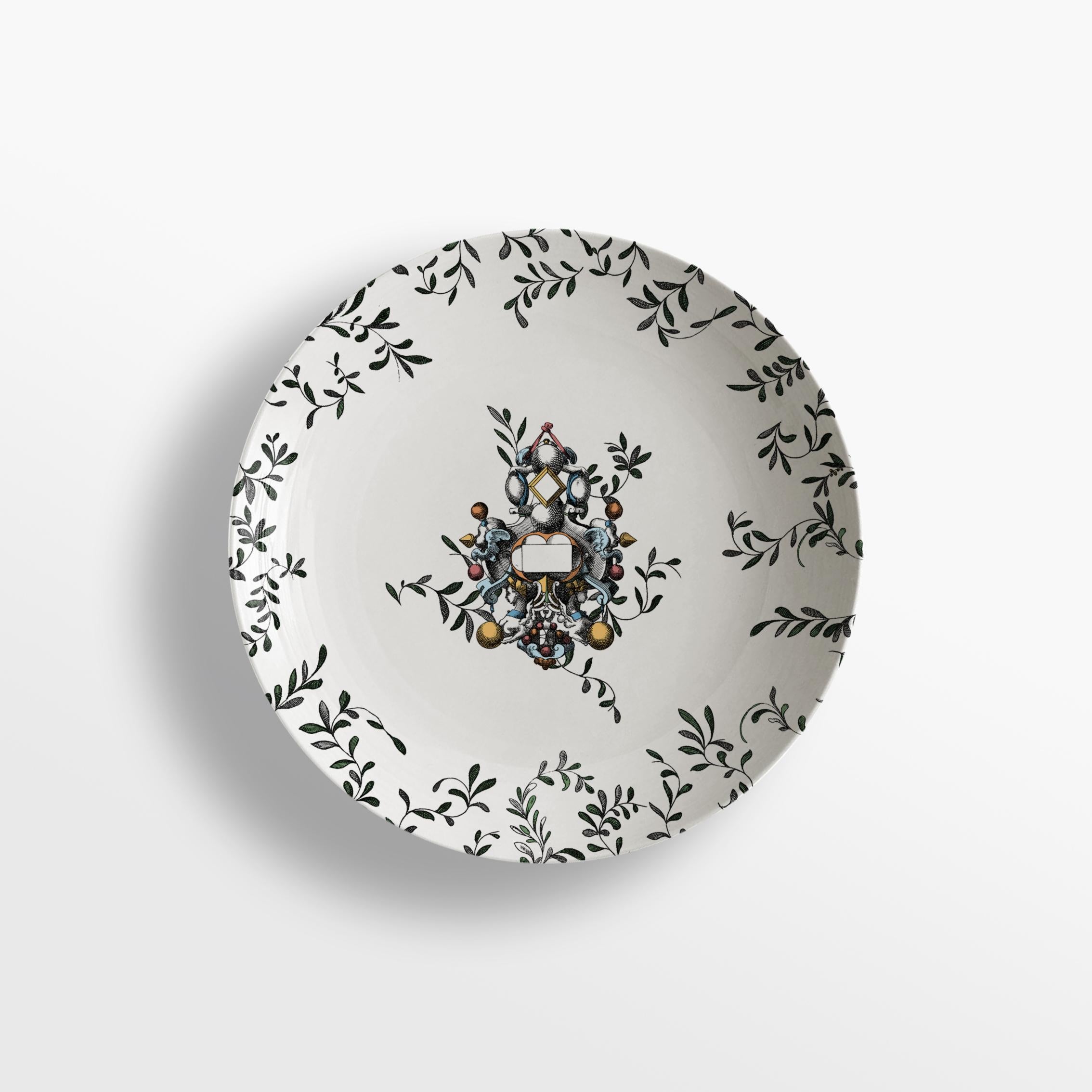 Italian Pompei, Six Contemporary Decorated Porcelain Soup Plates For Sale