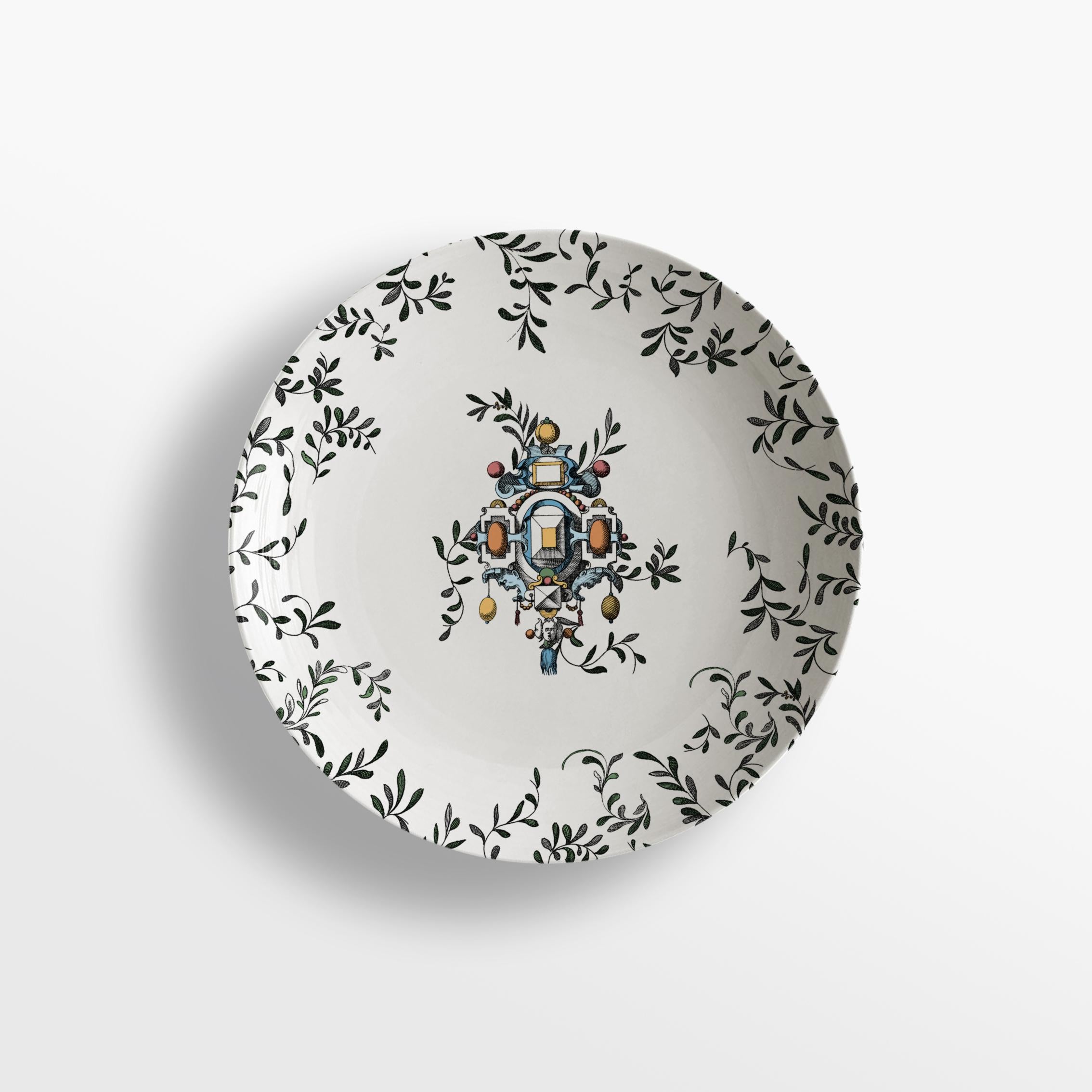 Pompei, Six Contemporary Decorated Porcelain Soup Plates For Sale 1