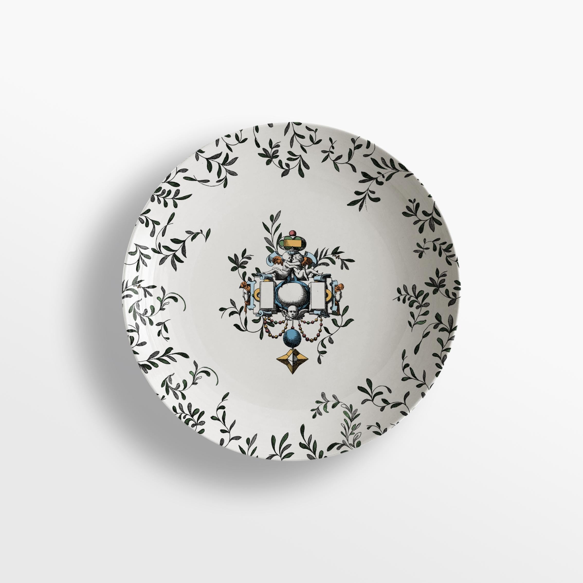Pompei, Six Contemporary Decorated Porcelain Soup Plates For Sale 2