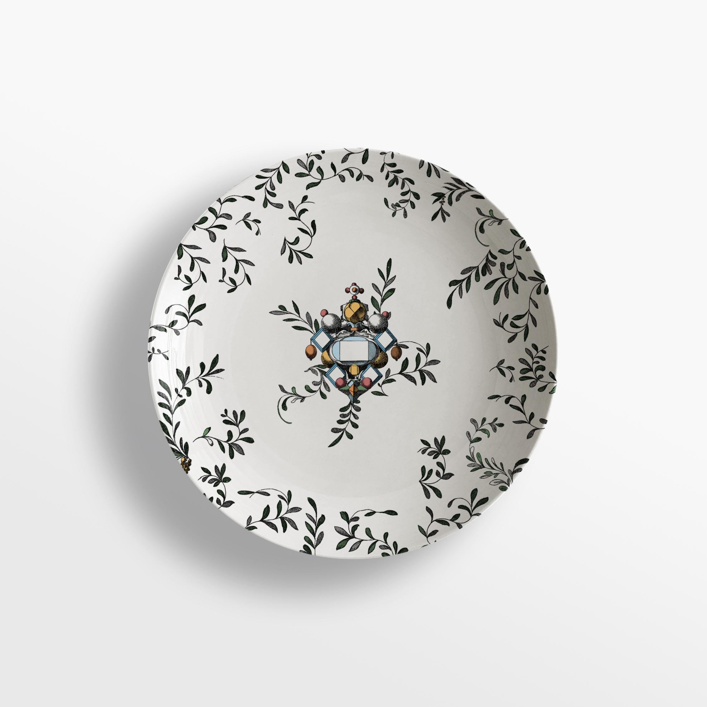 Six assiettes à soupe en porcelaine décorées contemporaines Pompei en vente 1