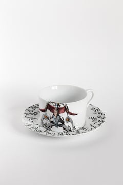 Pompei, Six Contemporary Decorated Tea Cups with Plates