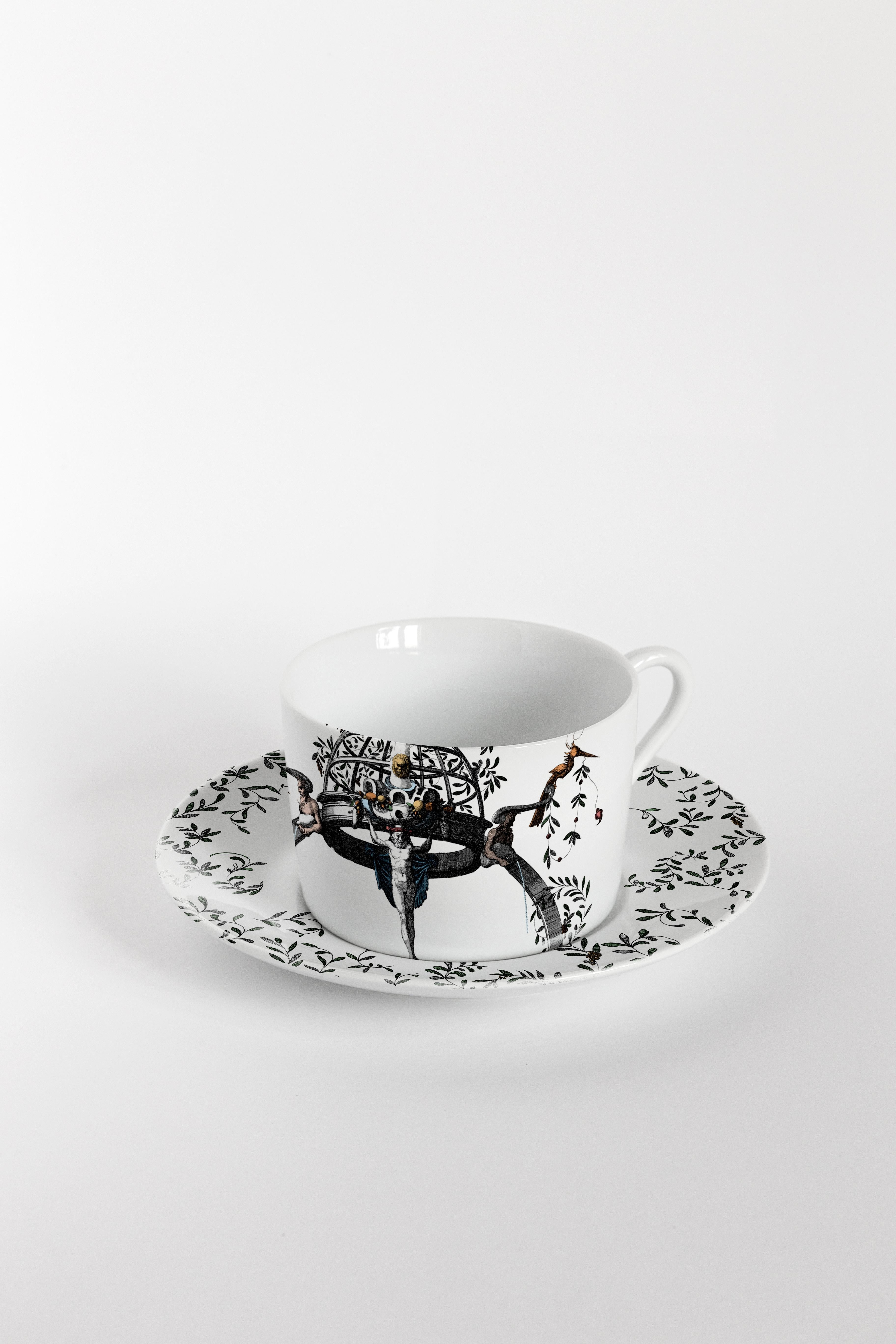 XXIe siècle et contemporain Six tasses à thé décorées contemporaines Pompei avec assiettes en vente