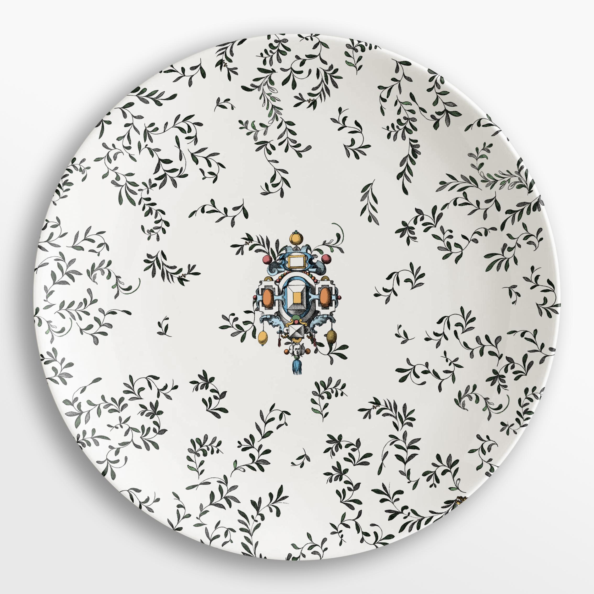 Porcelain Pompei, Six Contemporary Platters with Decorative Design For Sale