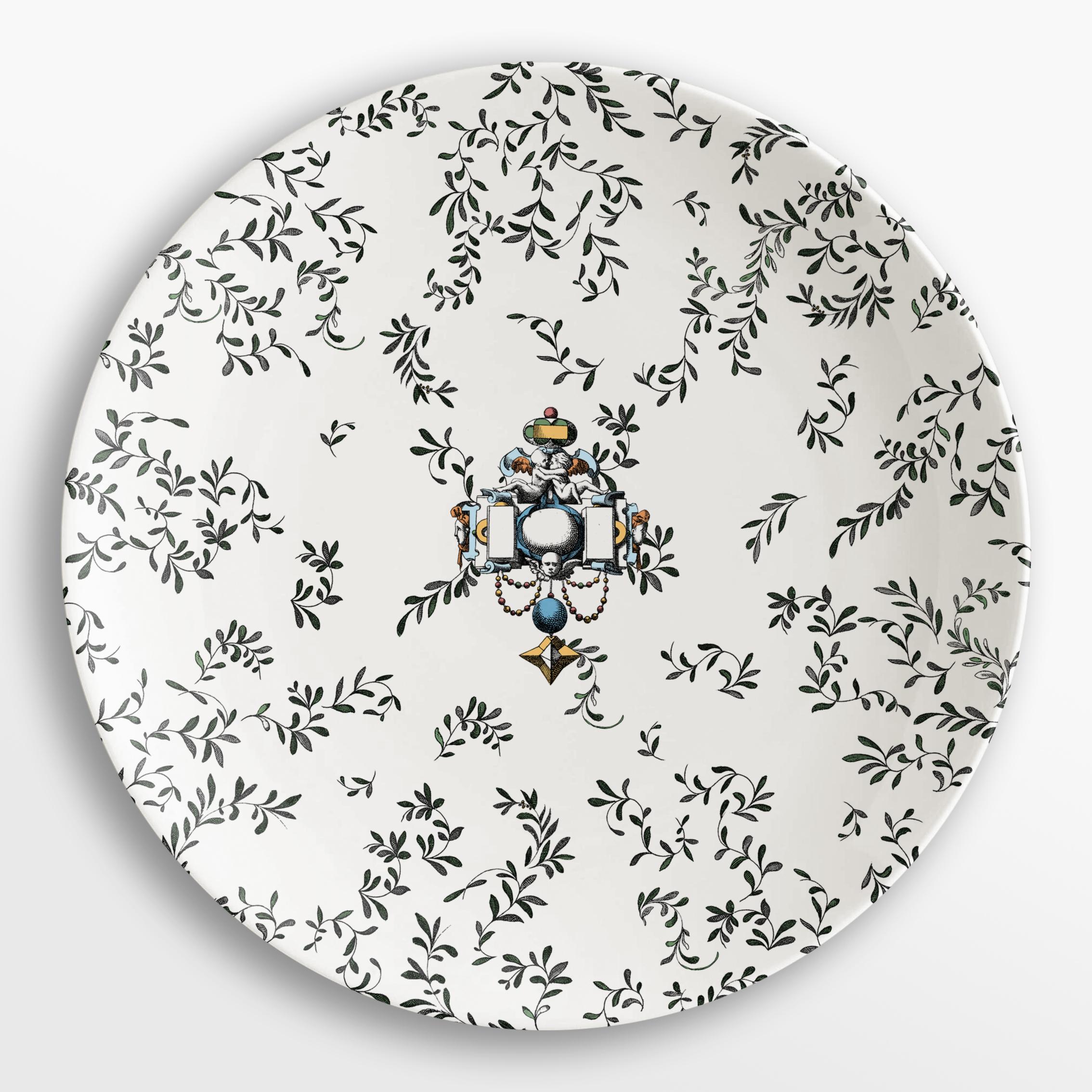 Porcelaine Six assiettes contemporaines à motifs décoratifs Pompei en vente