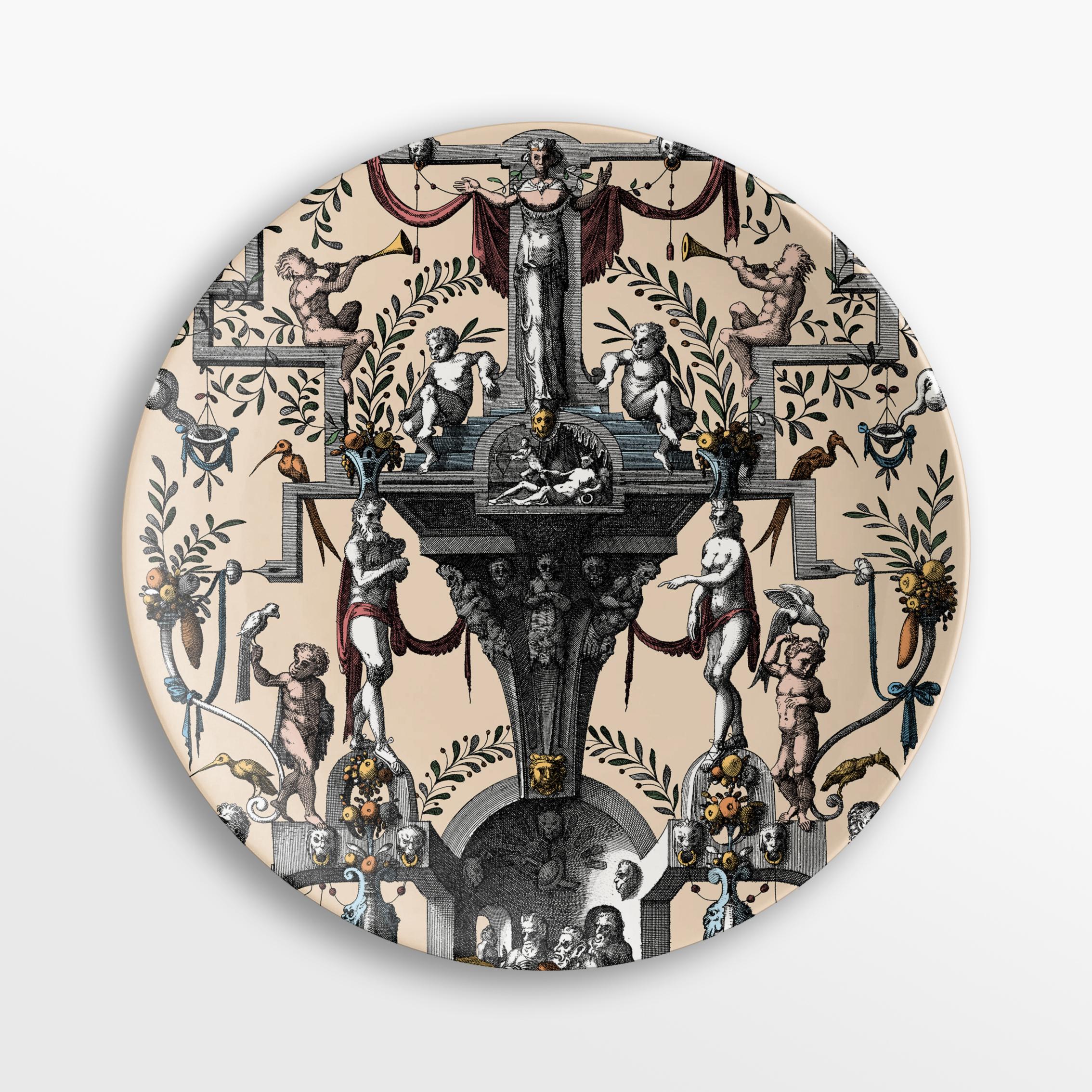 Pompei, Six Contemporary Porcelain Plates with Decorative Design In New Condition For Sale In Milano, Lombardia