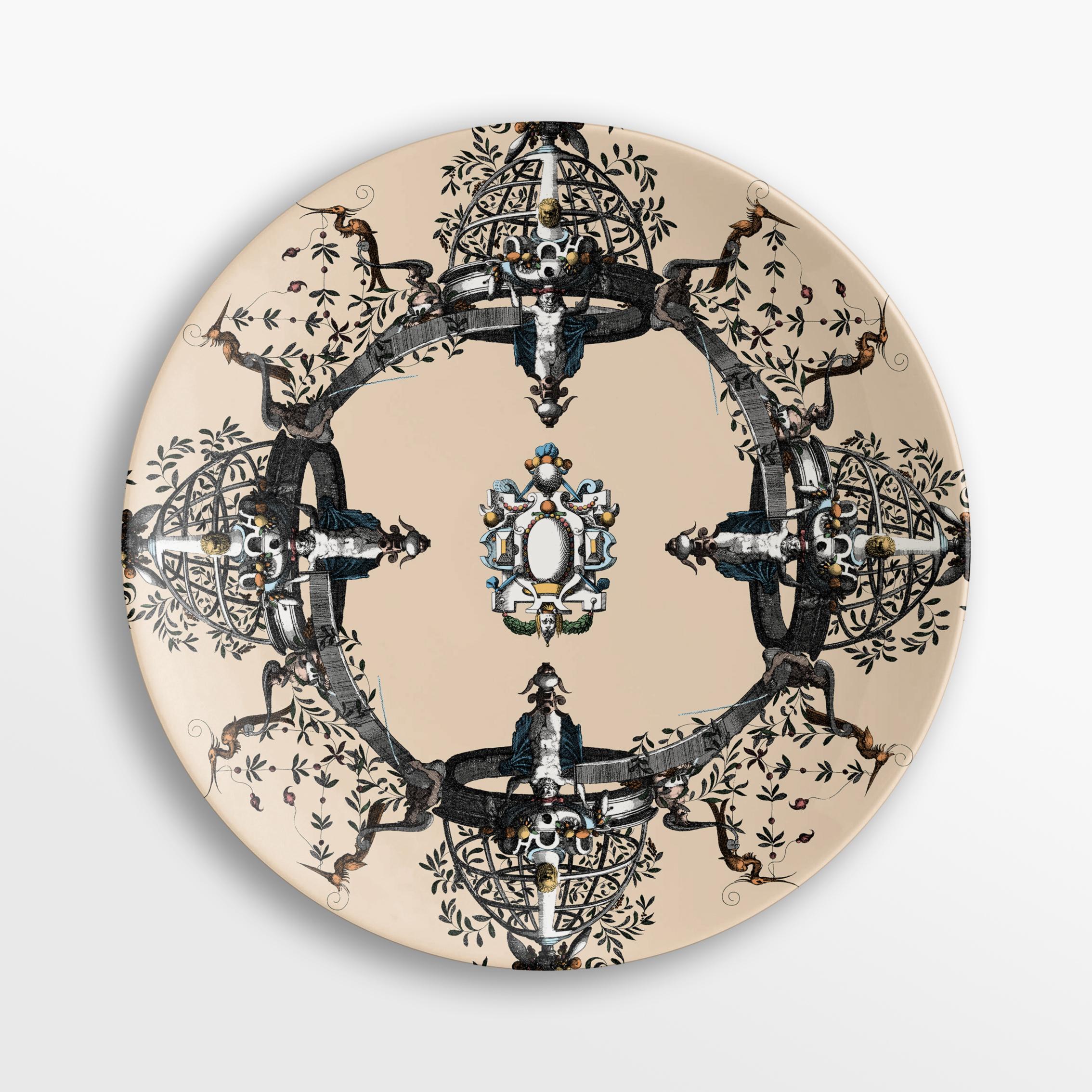 italien Six assiettes en porcelaine contemporaines à motifs décoratifs Pompei en vente