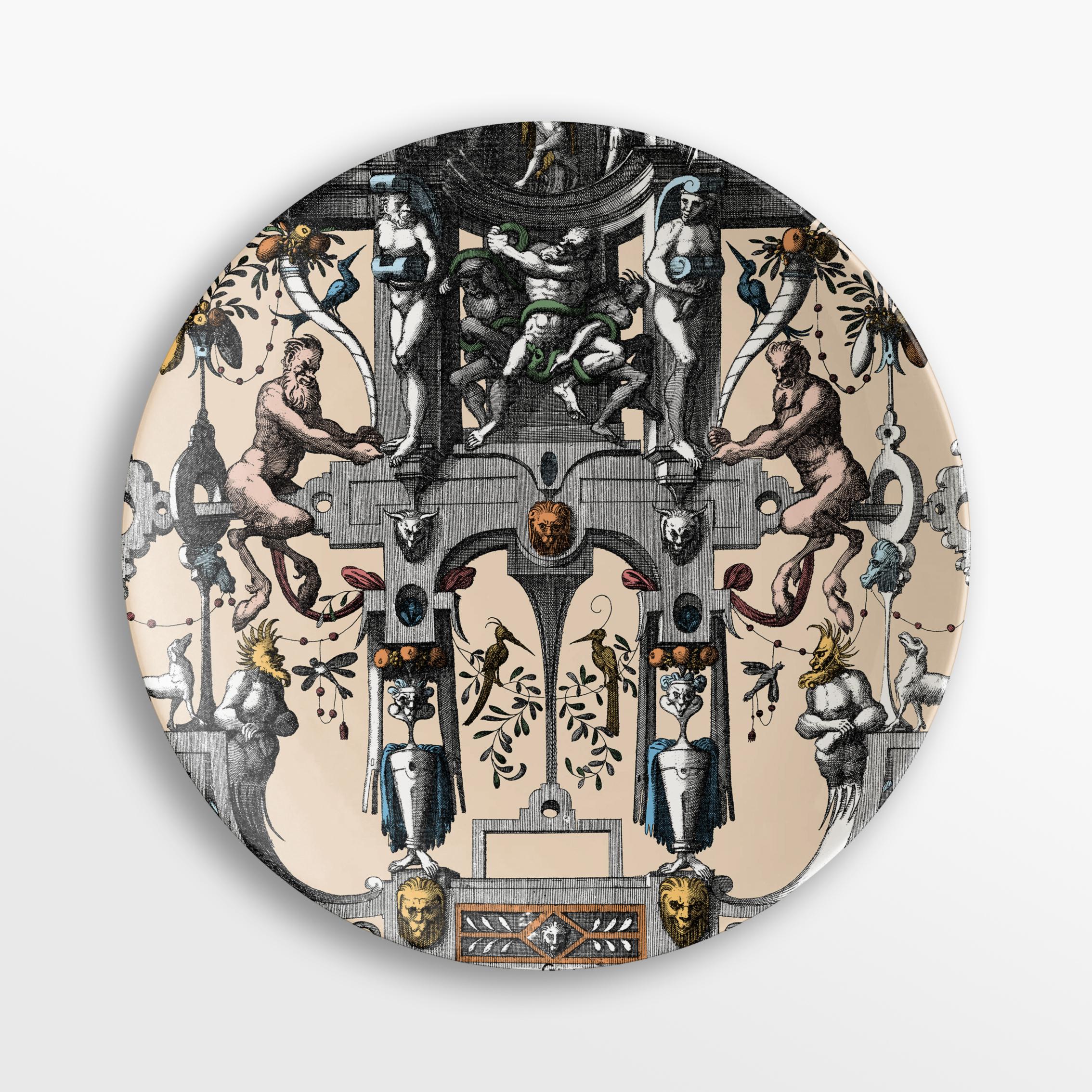 Pompei, Six Contemporary Porcelain Plates with Decorative Design For Sale 1