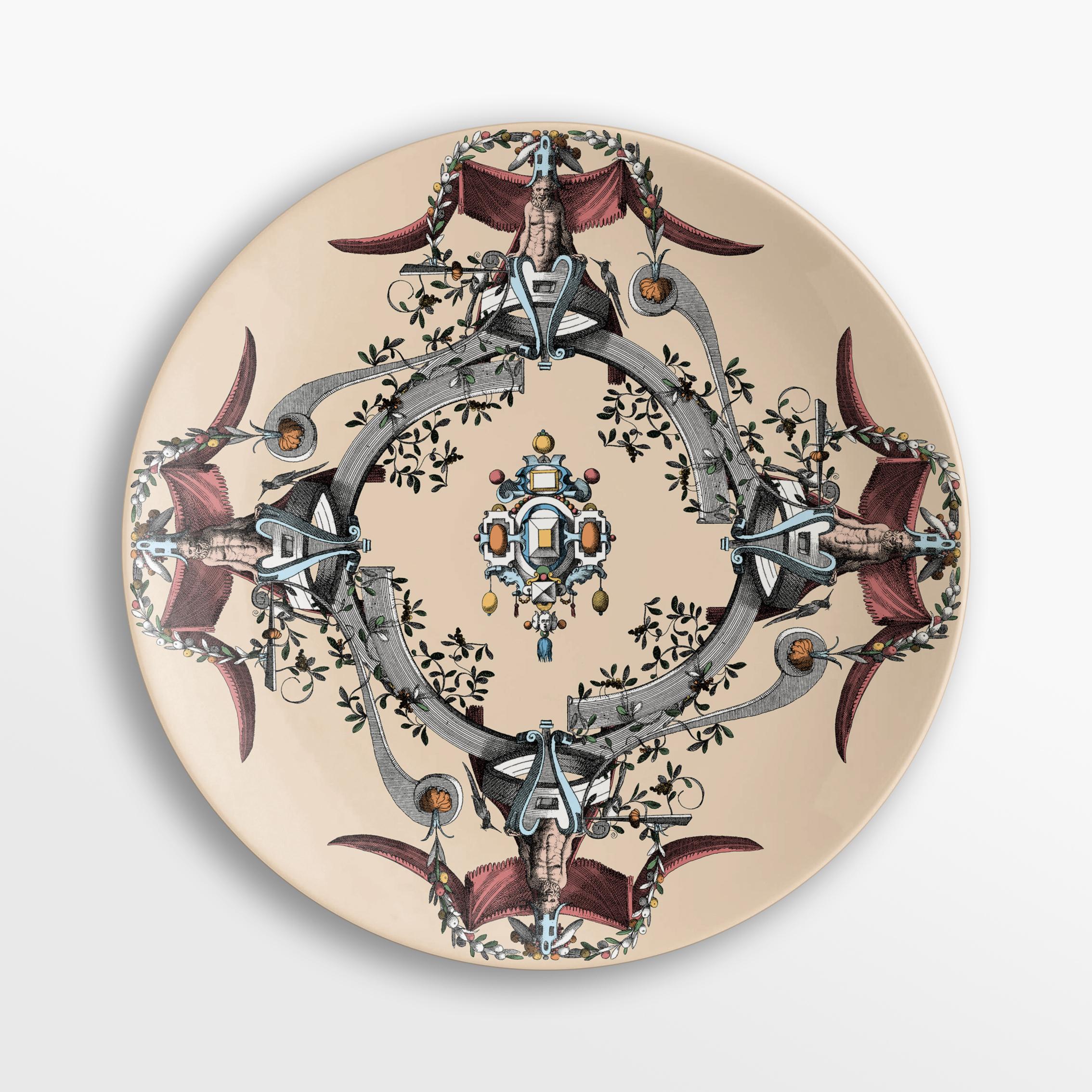 Six assiettes en porcelaine contemporaines à motifs décoratifs Pompei Neuf - En vente à Milano, Lombardia