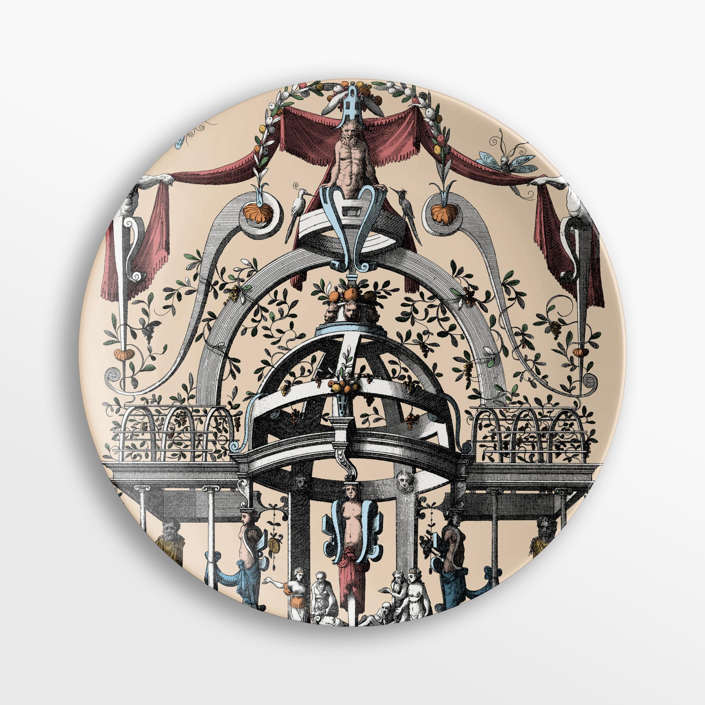 Pompeji, Sechs zeitgenössische Porzellanteller mit dekorativem Design im Angebot 2
