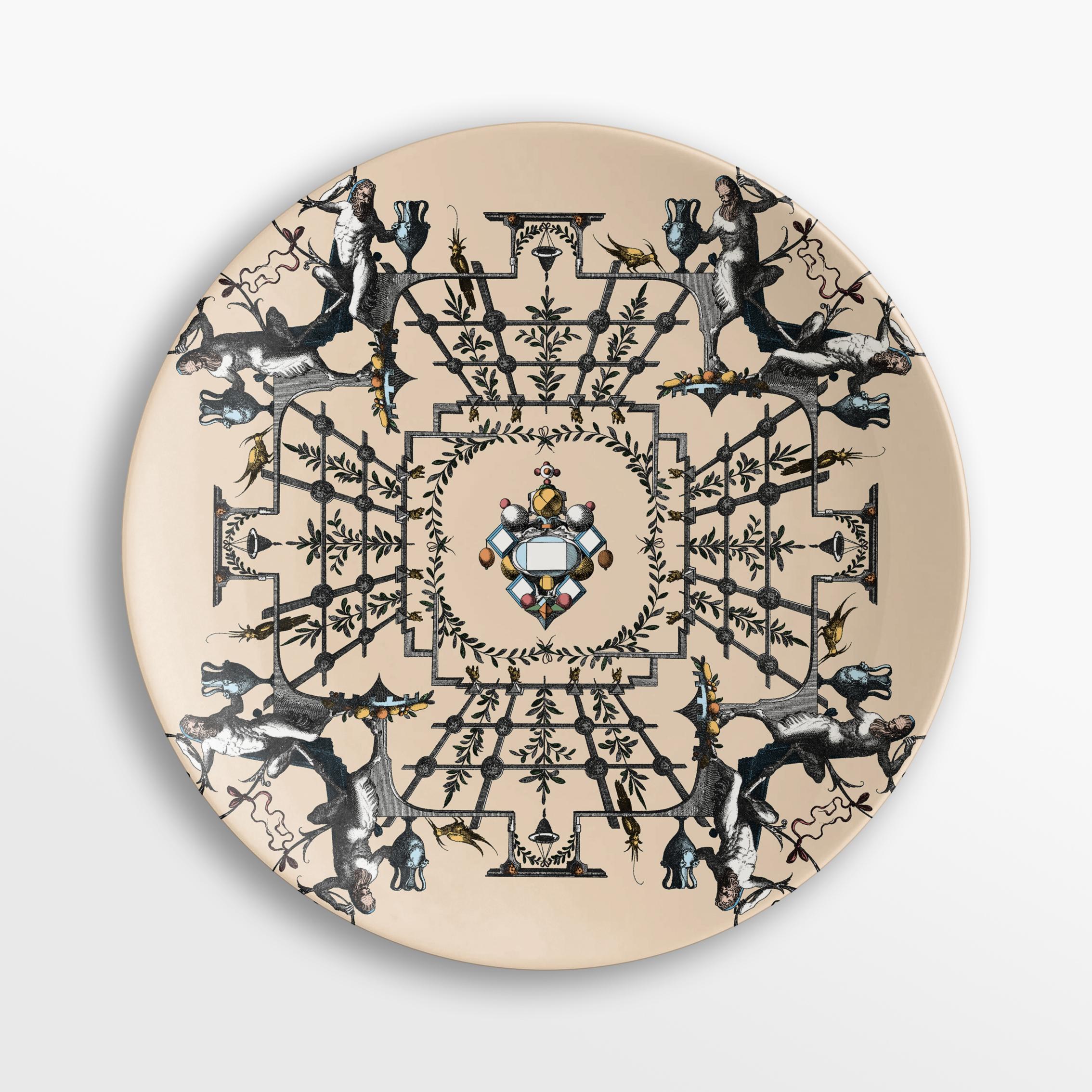 Pompei, Six Contemporary Porcelain Plates with Decorative Design For Sale 3