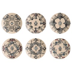 Pompei, Six Contemporary Porcelain Plates with Decorative Design