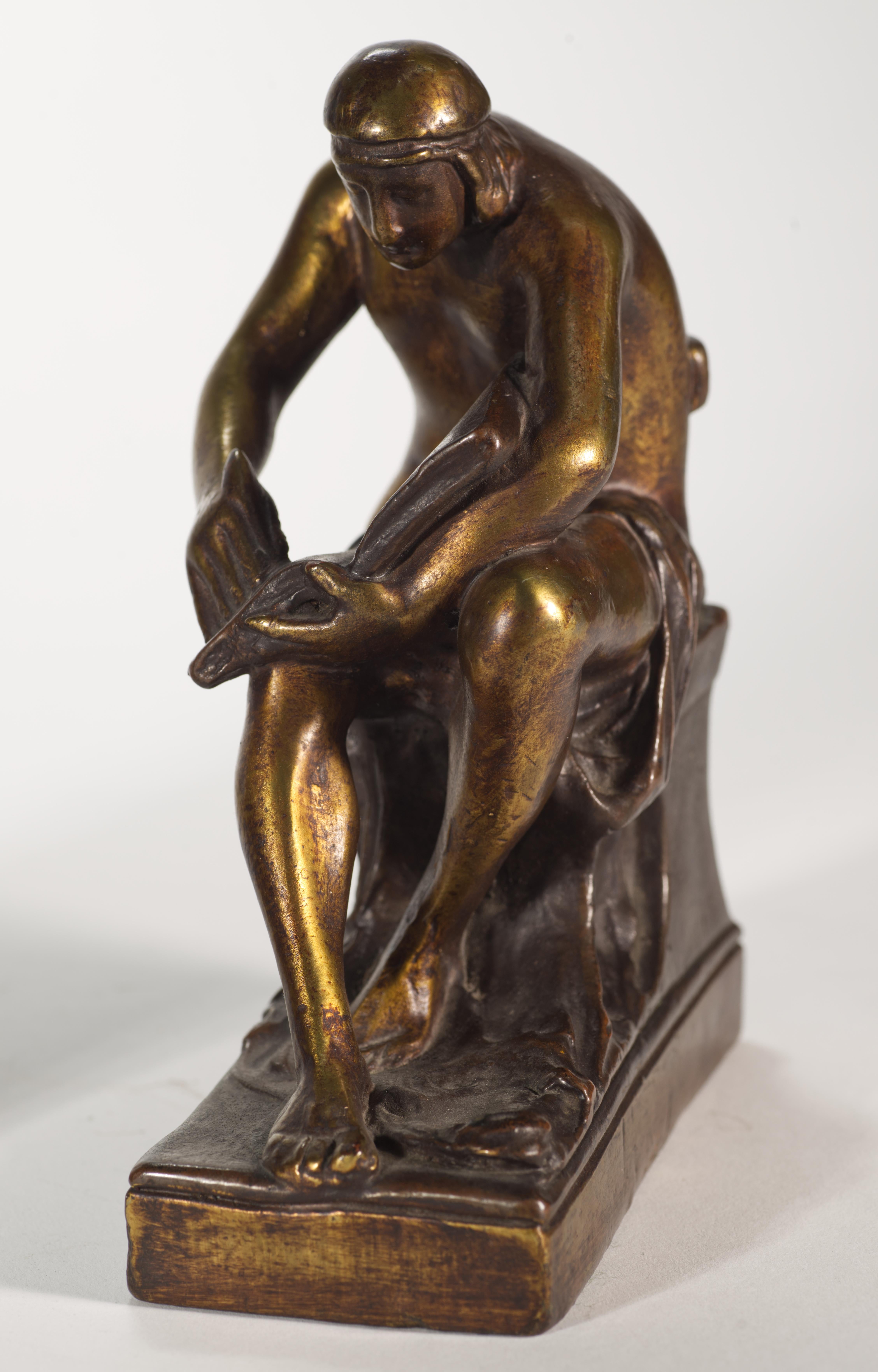 20th Century Pompeian Bronze Co Bronze Clad Figurative Bookends, 1920s For Sale