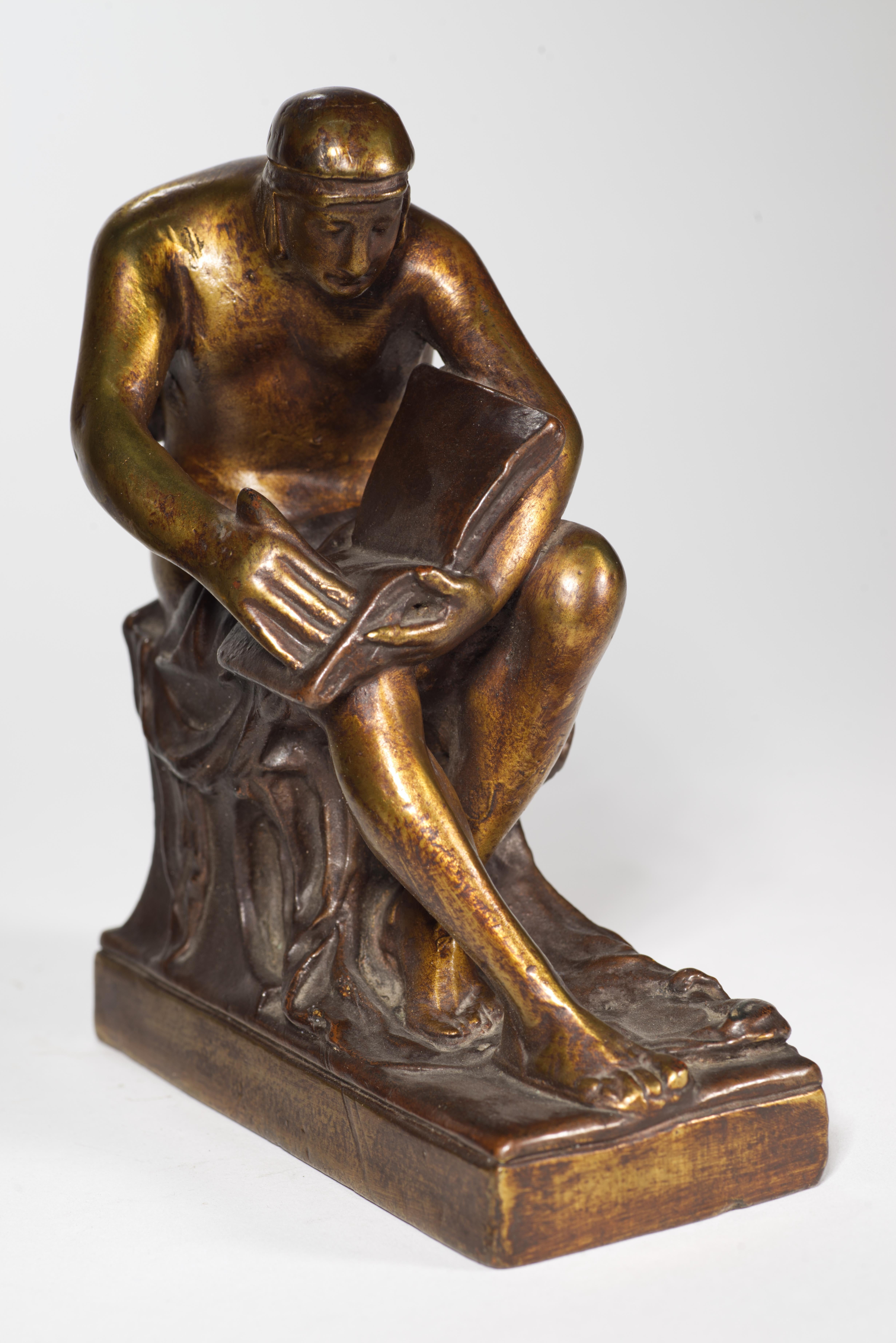 Pompeian Bronze Co Bronze Clad Figurative Bookends, 1920s For Sale 1