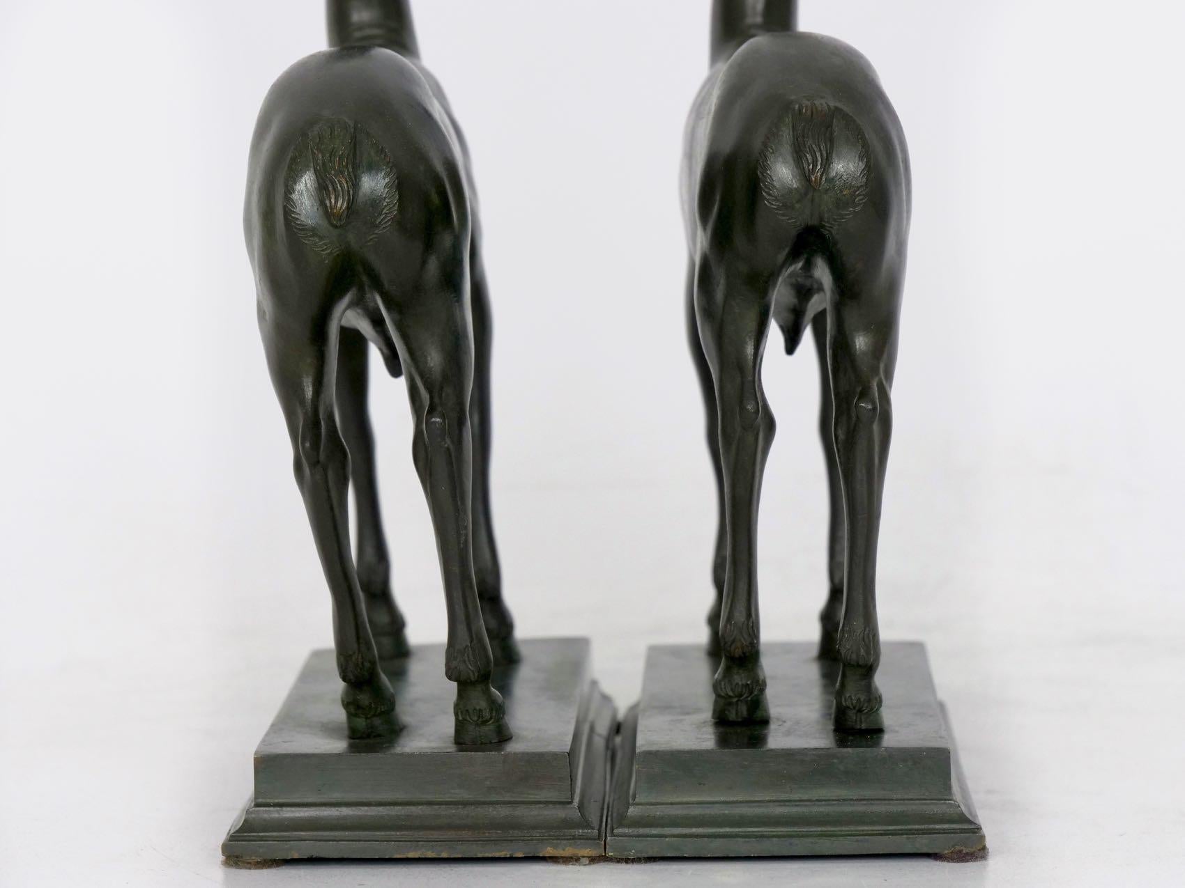 “Pompeian Deer” Grand Tour Bronze Sculpture Statues Bookends, 19th Century, Pair 10