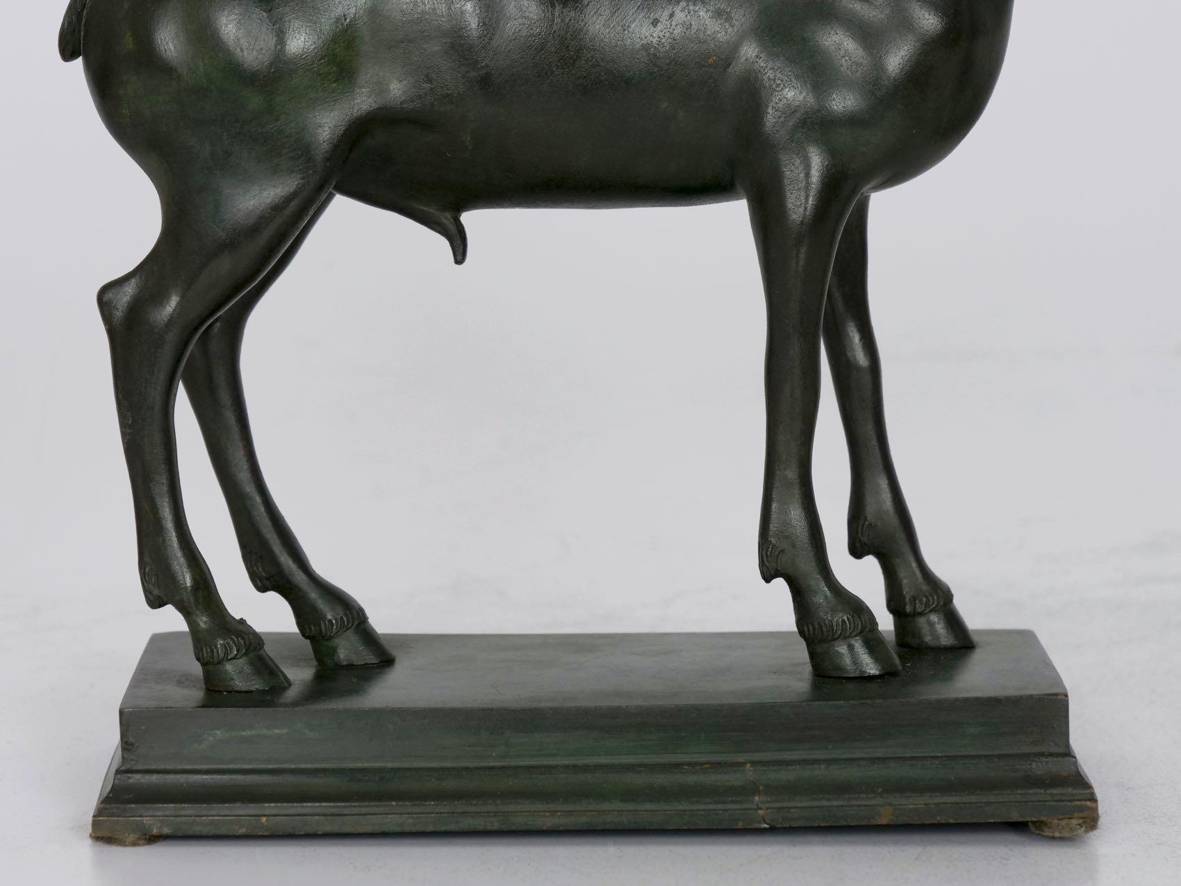 “Pompeian Deer” Grand Tour Bronze Sculpture Statues Bookends, 19th Century, Pair 12