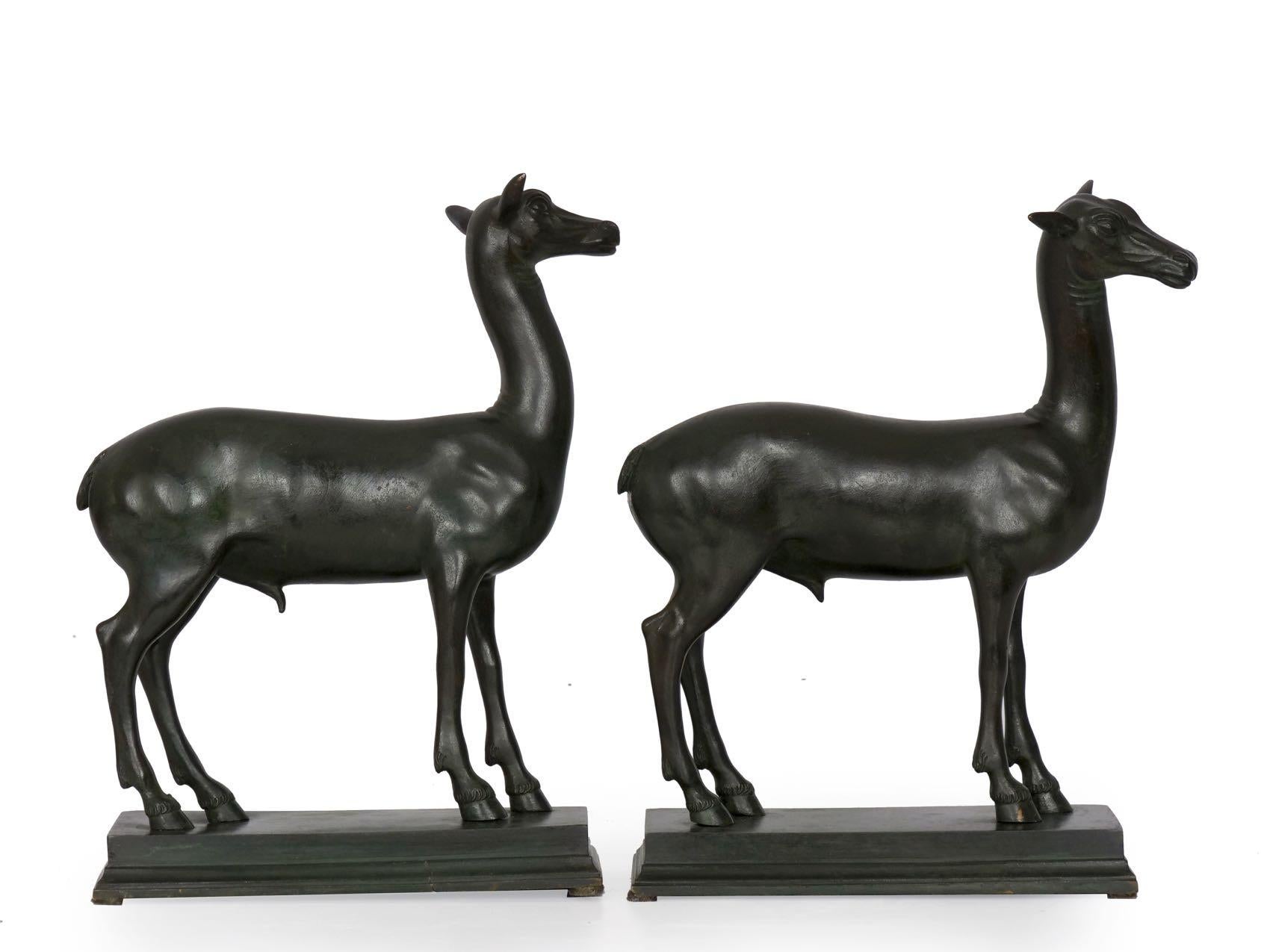 “Pompeian Deer” Grand Tour Bronze Sculpture Statues Bookends, 19th Century, Pair 3