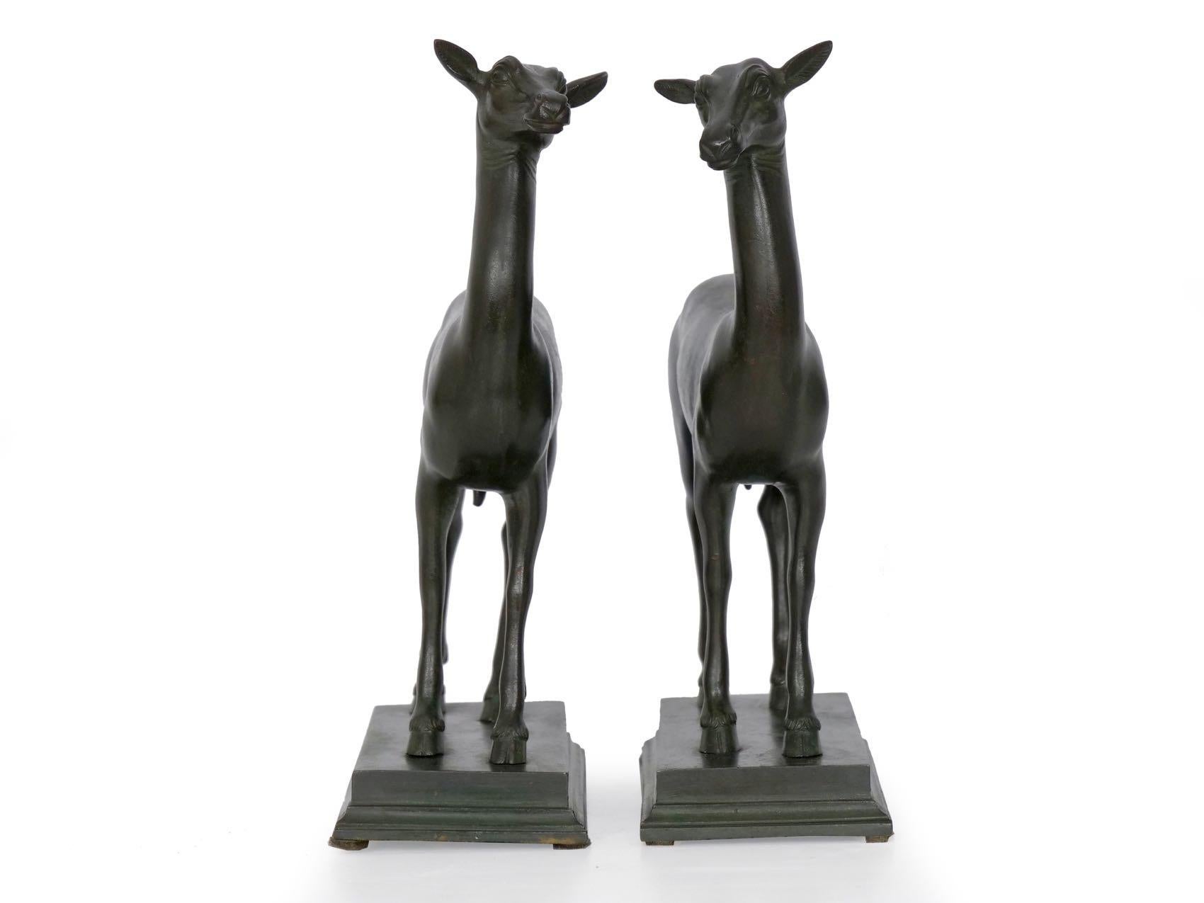 “Pompeian Deer” Grand Tour Bronze Sculpture Statues Bookends, 19th Century, Pair 4