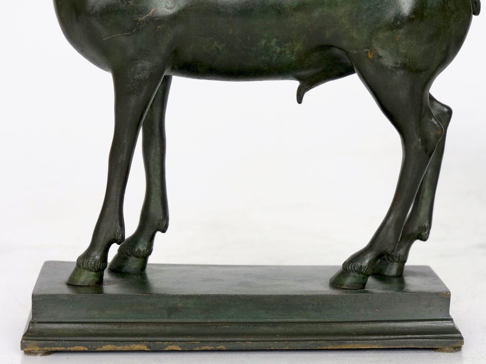 “Pompeian Deer” Grand Tour Bronze Sculpture Statues Bookends, 19th Century, Pair 6