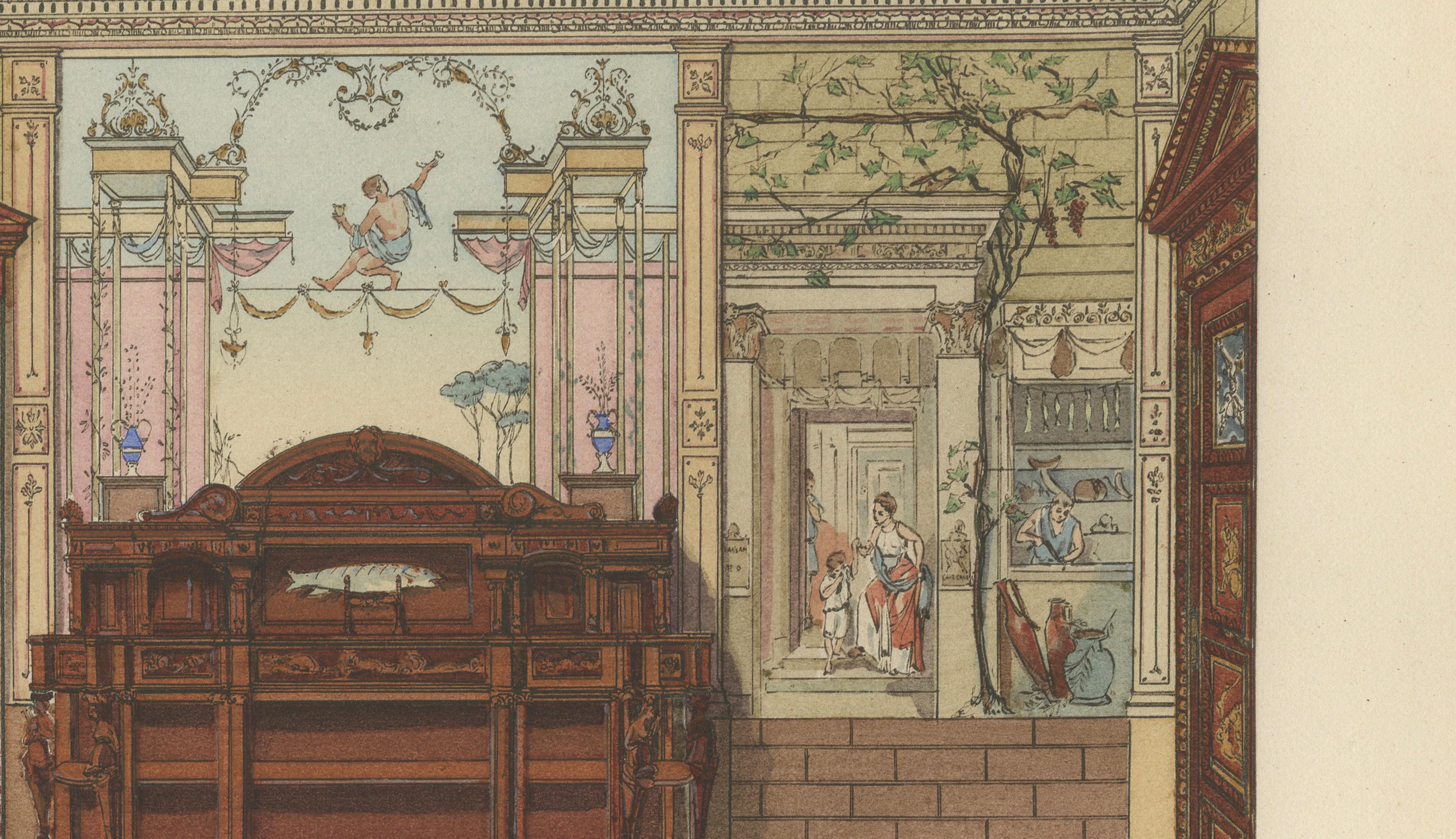 Pompeian Elegance: A Grand Neoclassical Dining Room Interior, 1900