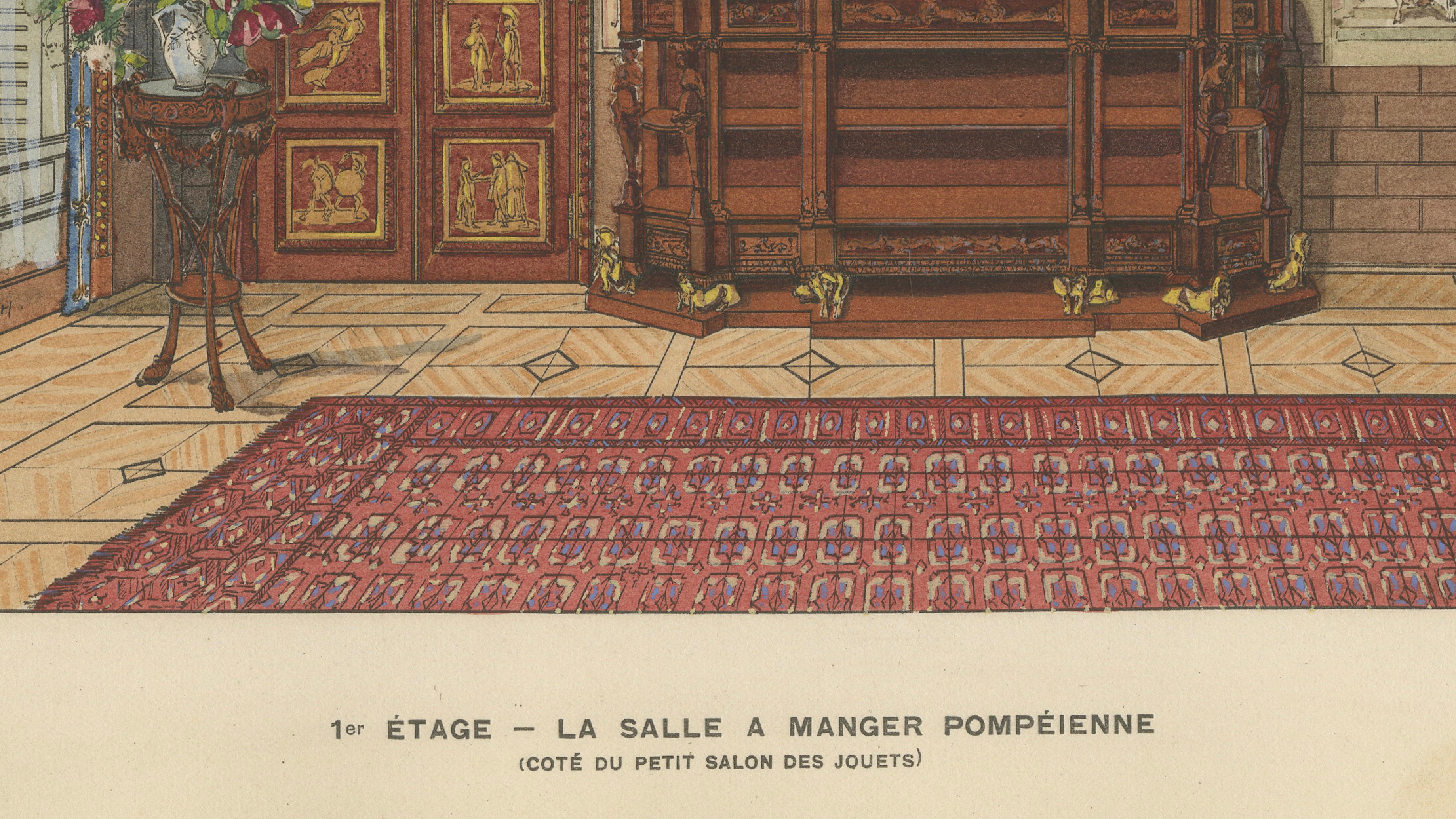 Pompeian Elegance: A Grand Neoclassical Dining Room Interior, 1900