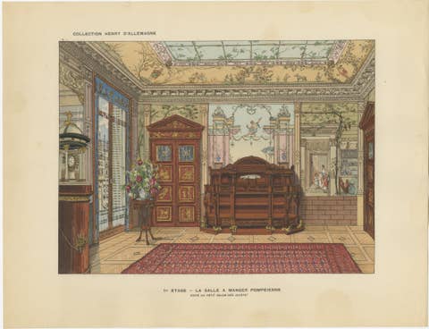 Pompeian Elegance: A Grand Neoclassical Dining Room Interior, 1900
