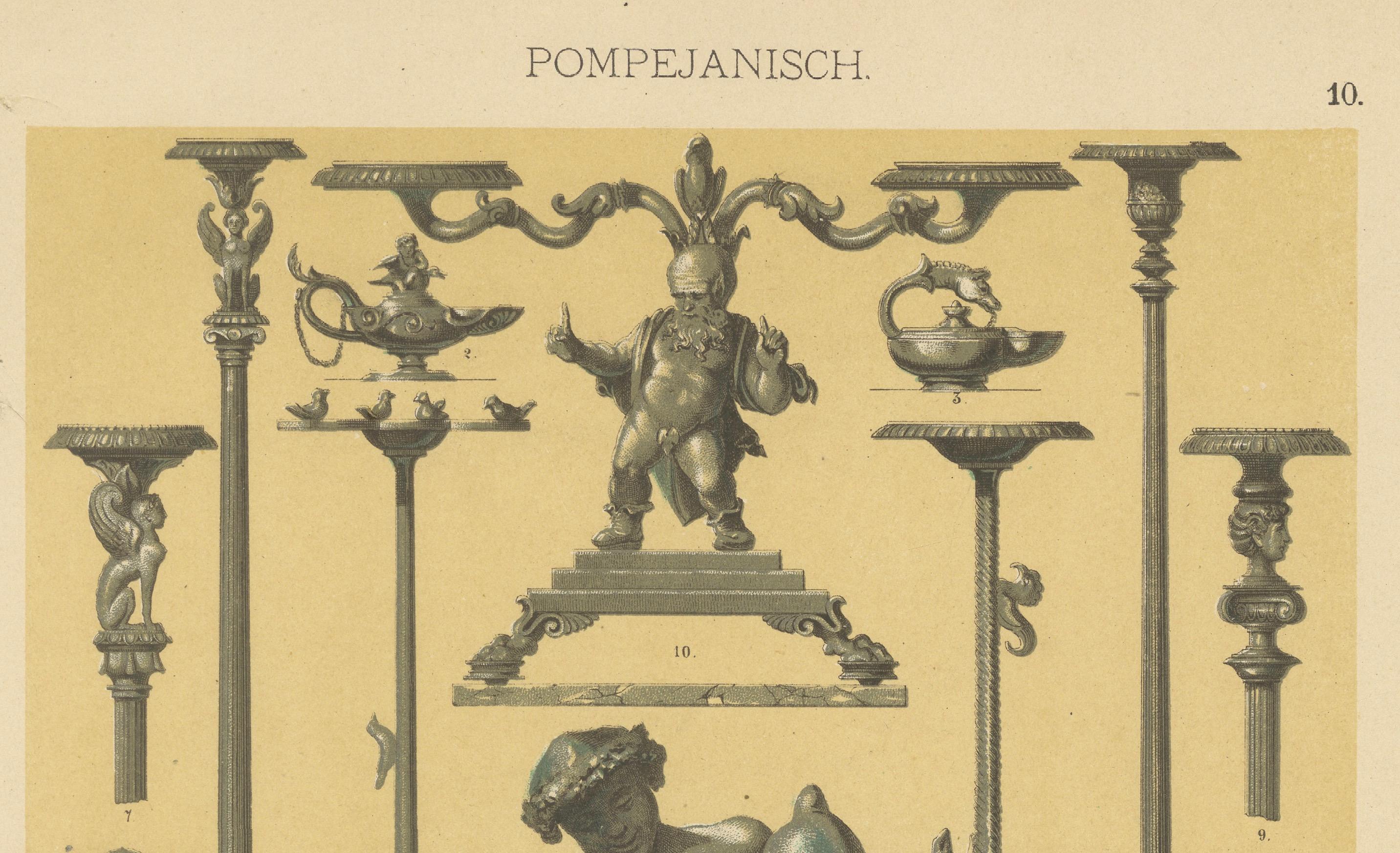Pompejanische Eleganz: Dolmetschs Erkundung des römischen Dekors von 1887 im Zustand „Gut“ im Angebot in Langweer, NL