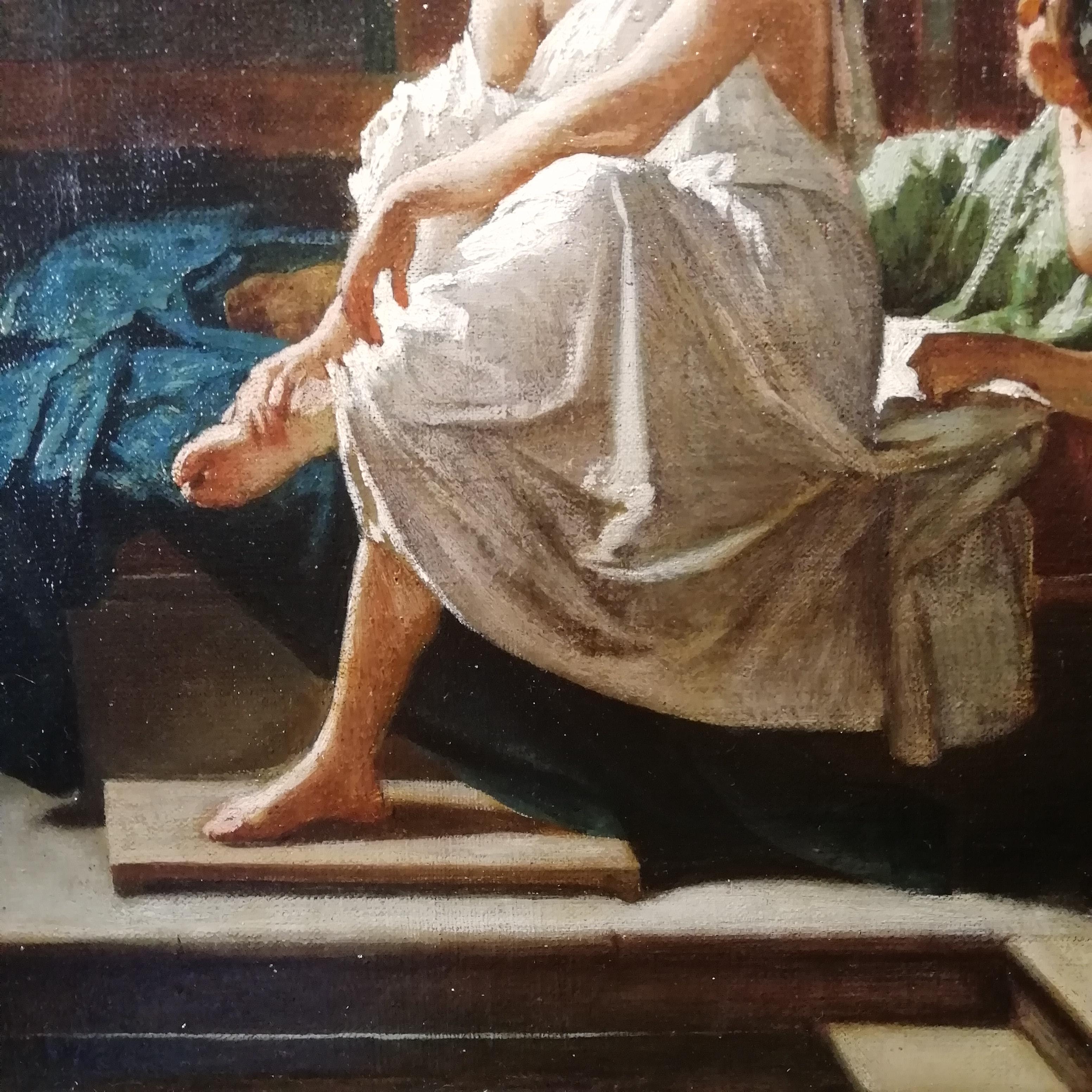 Pompeian Interior, Federico Maldarelli Oil 19th Century Italian Painting In Good Condition In Rome, Italy