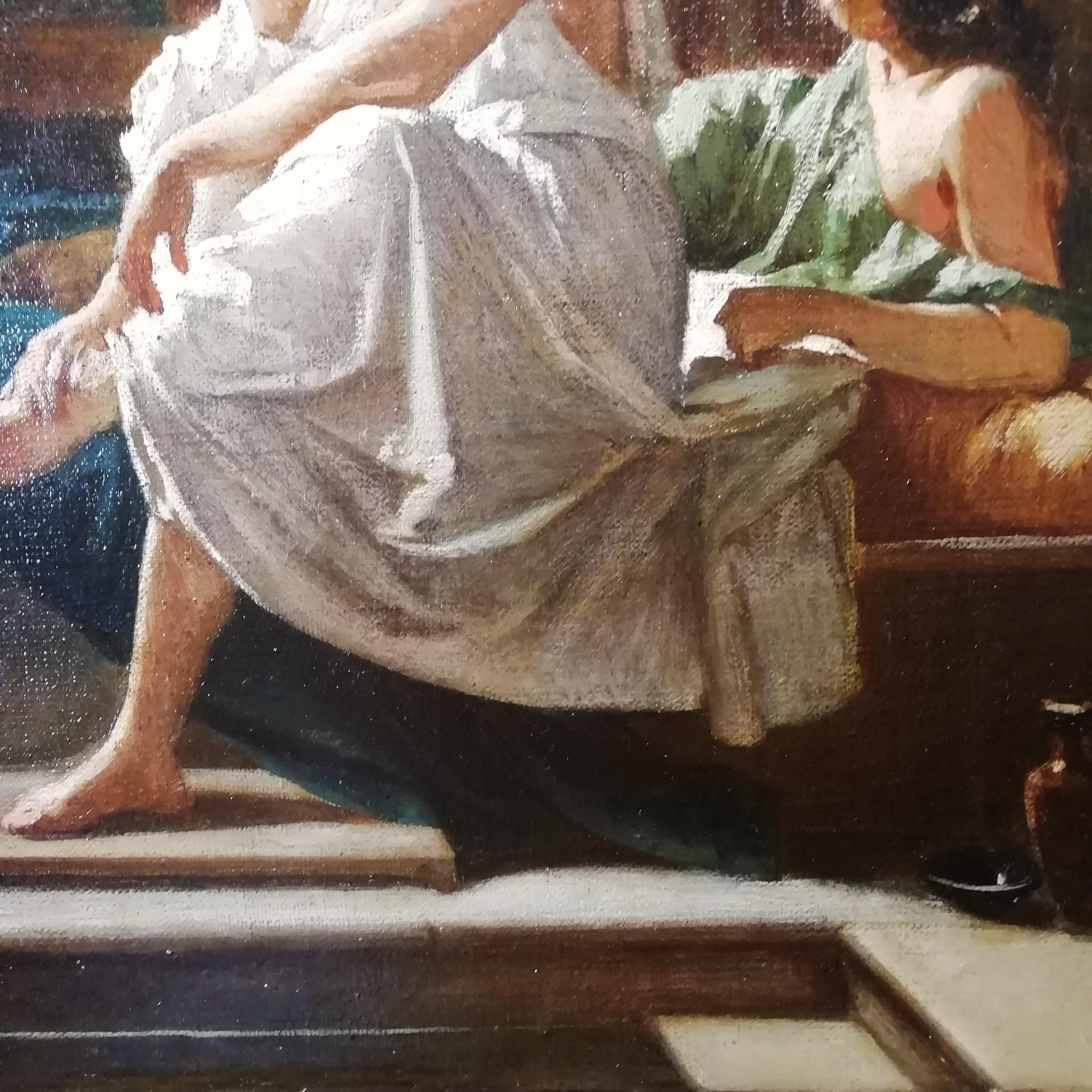 Mid-19th Century Pompeian Interior, Federico Maldarelli Oil 19th Century Italian Painting