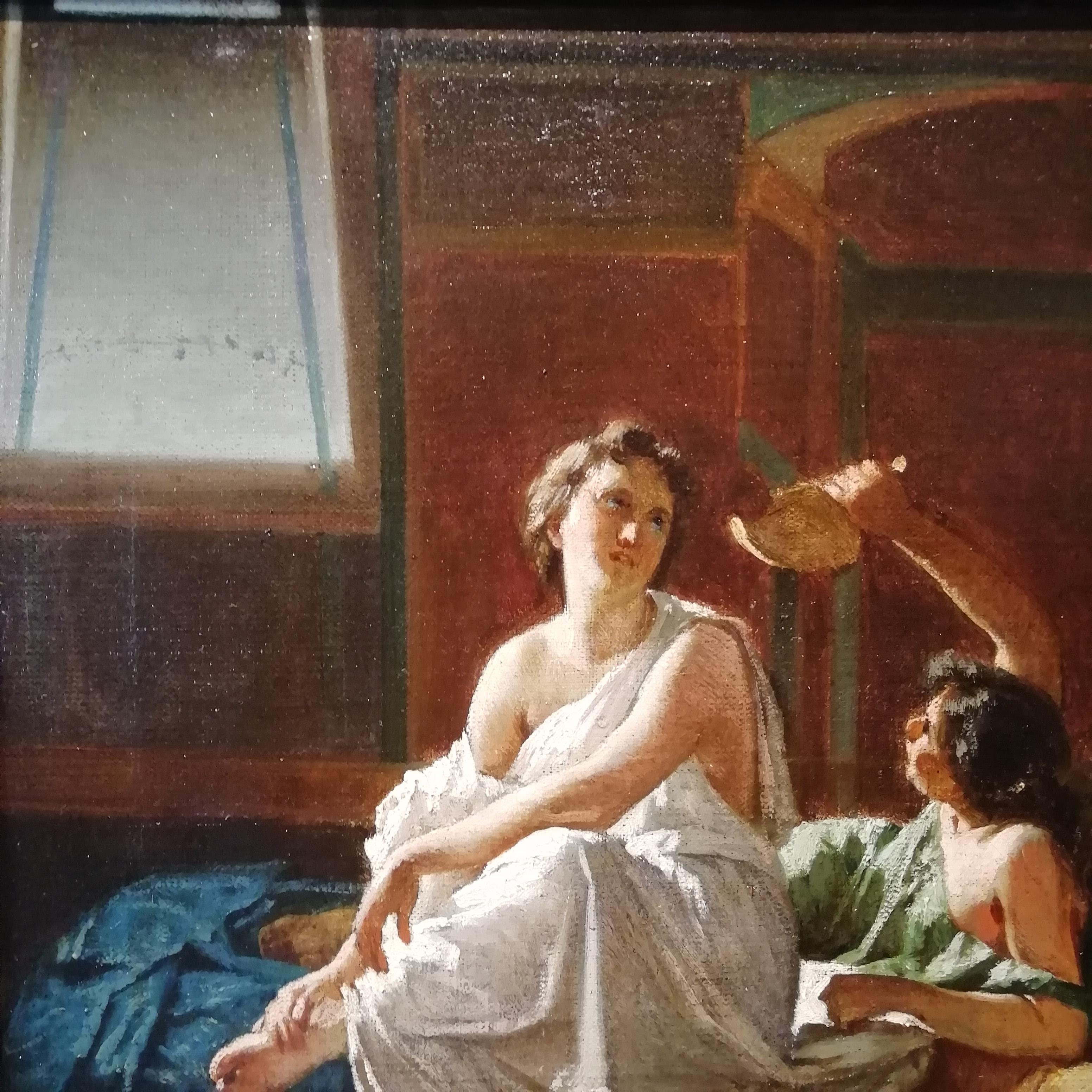 Canvas Pompeian Interior, Federico Maldarelli Oil 19th Century Italian Painting
