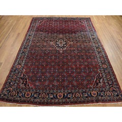Pompeian Red Hand Knotted Antique Zoroastrian Amadan Wool Clean Rug 8'5"x11'3"
