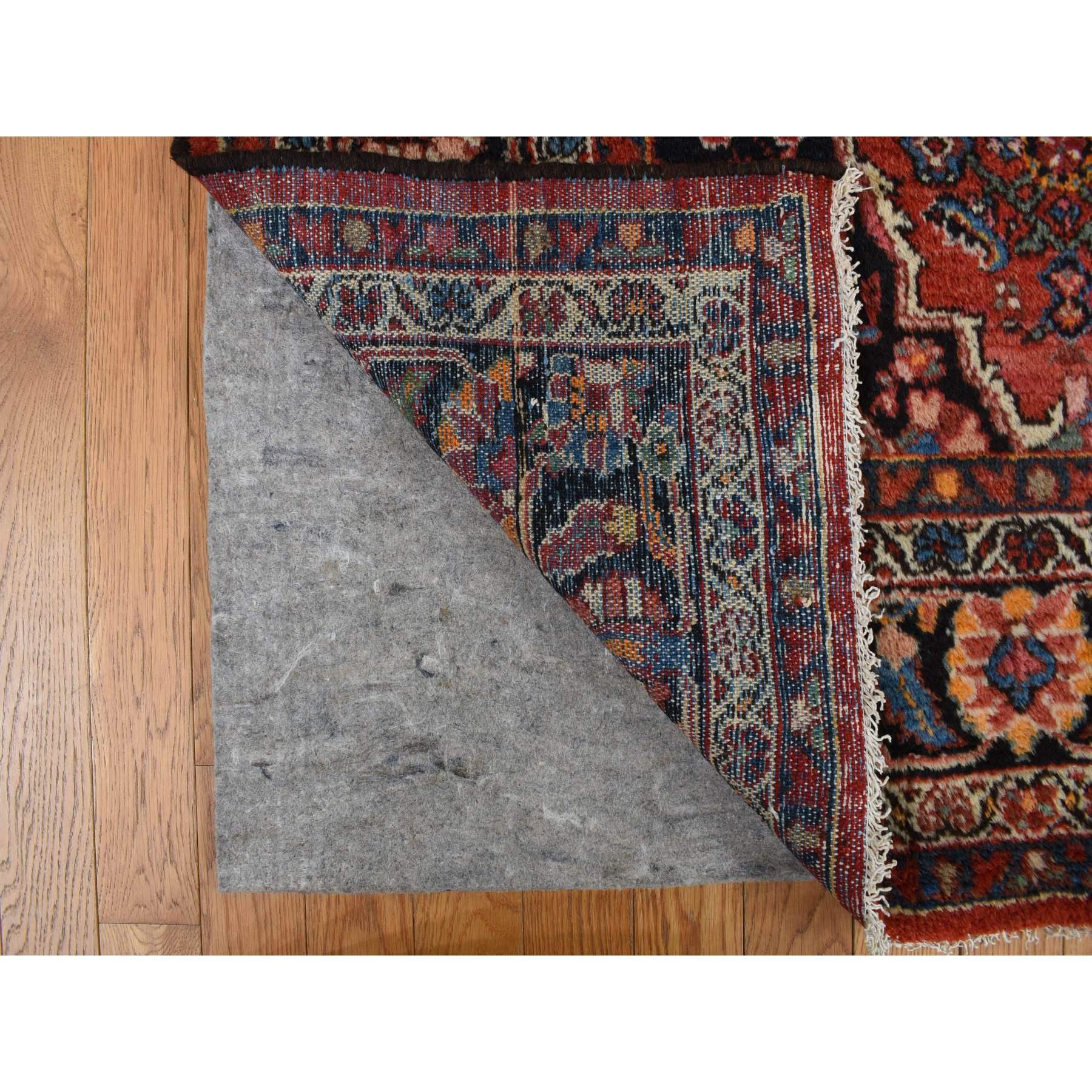 Hand-Knotted Pompeian Red Hand Knotted Antique Persian Hamadan Soft Wool Clean Rug 8'5