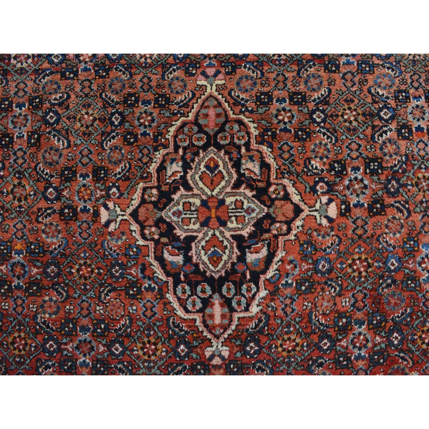 Mid-20th Century Pompeian Red Hand Knotted Antique Persian Hamadan Soft Wool Clean Rug 8'5