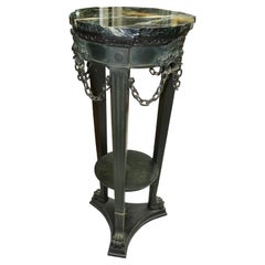 Pompeian Style Marble Tapered Tripod Wood and Bronze Pedestal