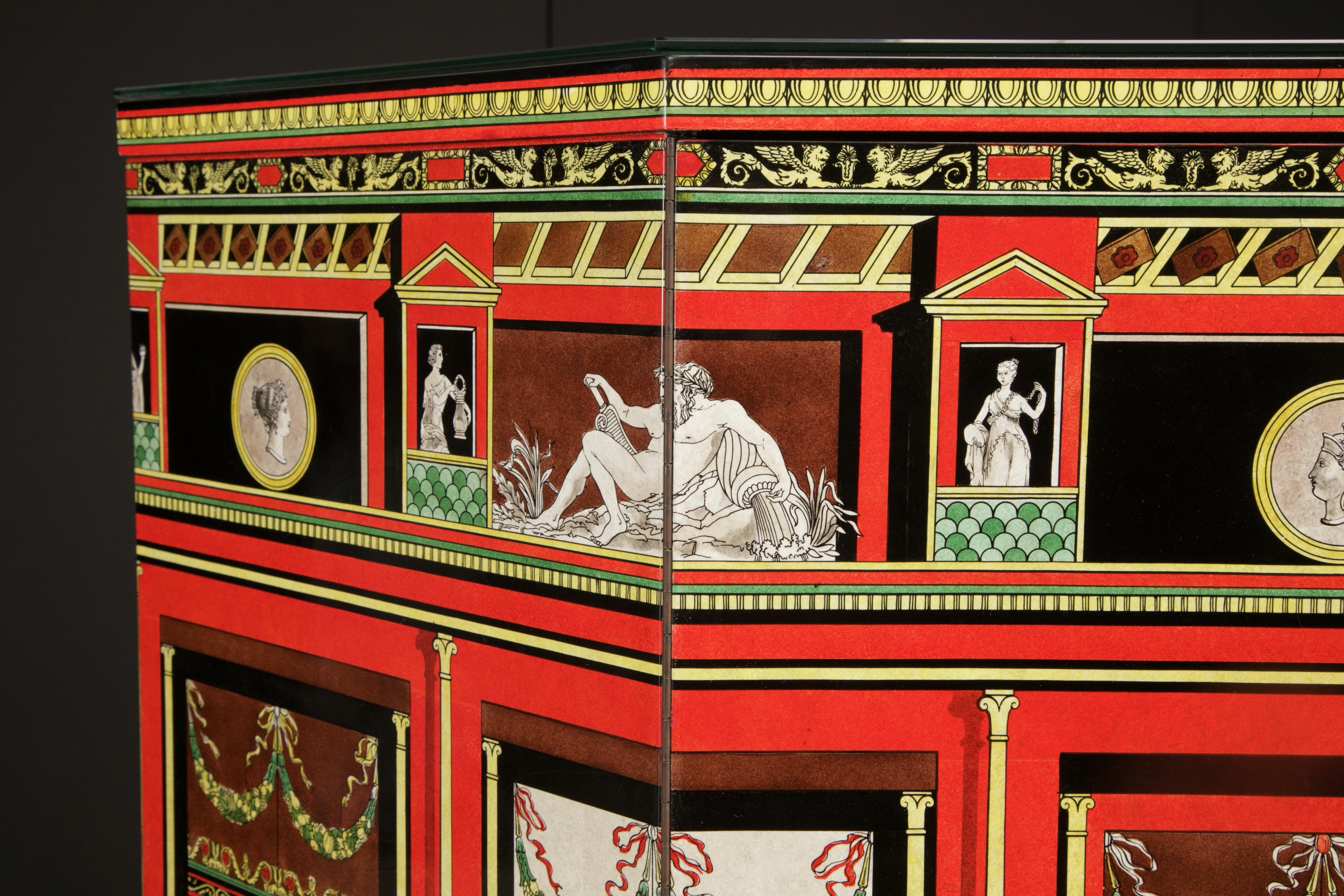 'Pompeiana' Corner Cabinet by Piero Fornasetti, Italy, 2 of 2 in 1988, Signed  For Sale 4