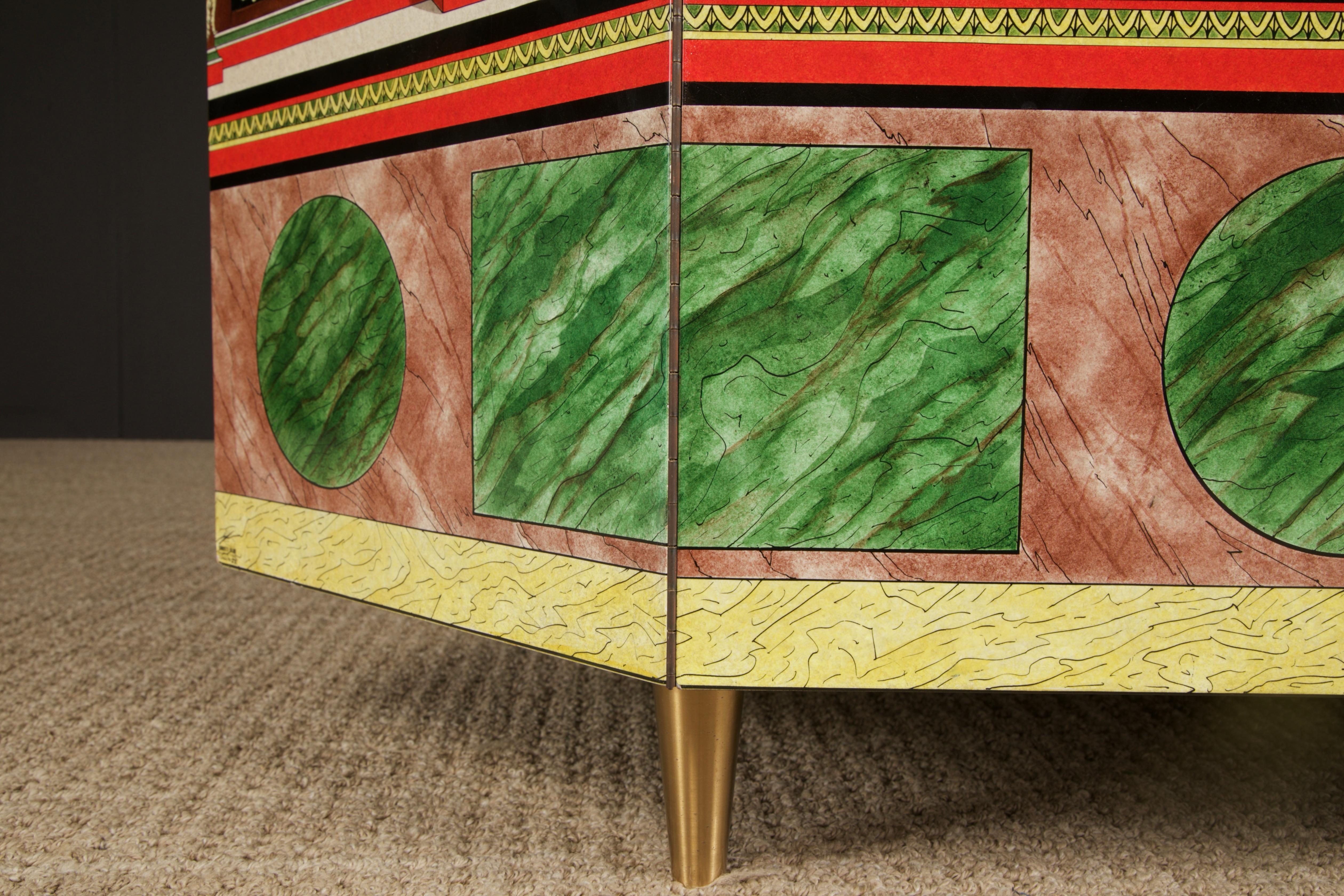 'Pompeiana' Corner Cabinet by Piero Fornasetti, Italy, 2 of 2 in 1988, Signed  For Sale 8