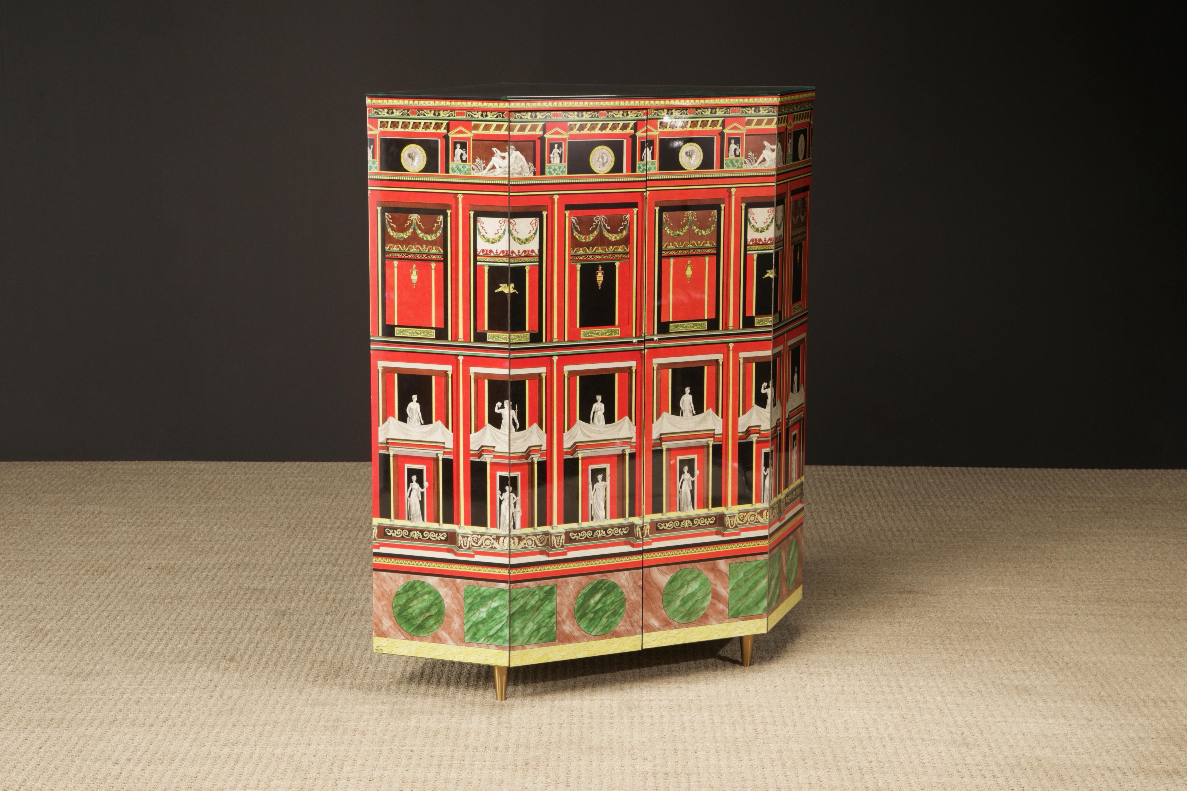 Mid-Century Modern 'Pompeiana' Corner Cabinet by Piero Fornasetti, Italy, 2 of 2 in 1988, Signed  For Sale