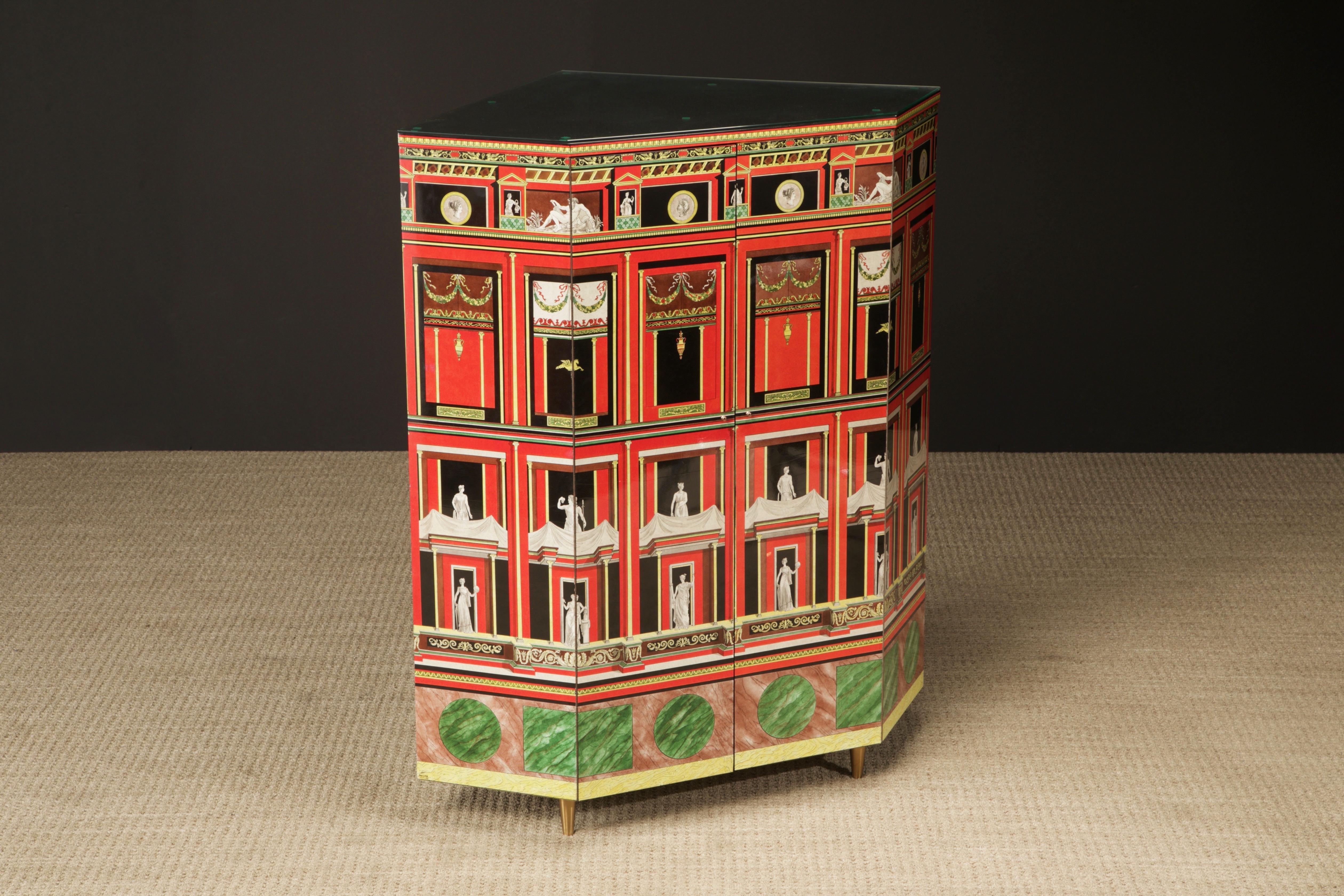 Italian 'Pompeiana' Corner Cabinet by Piero Fornasetti, Italy, 2 of 2 in 1988, Signed  For Sale