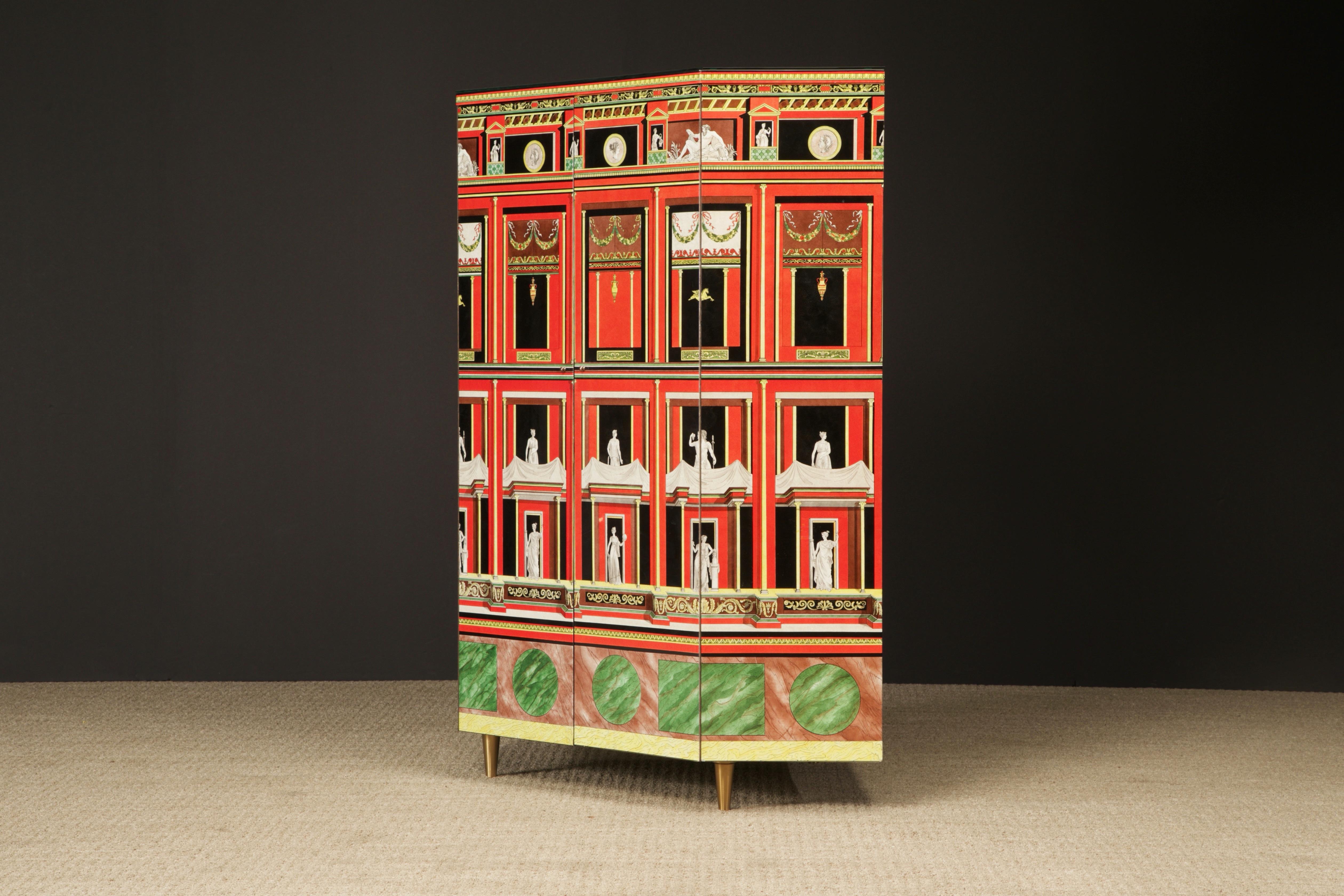 Wood 'Pompeiana' Corner Cabinet by Piero Fornasetti, Italy, 2 of 2 in 1988, Signed  For Sale