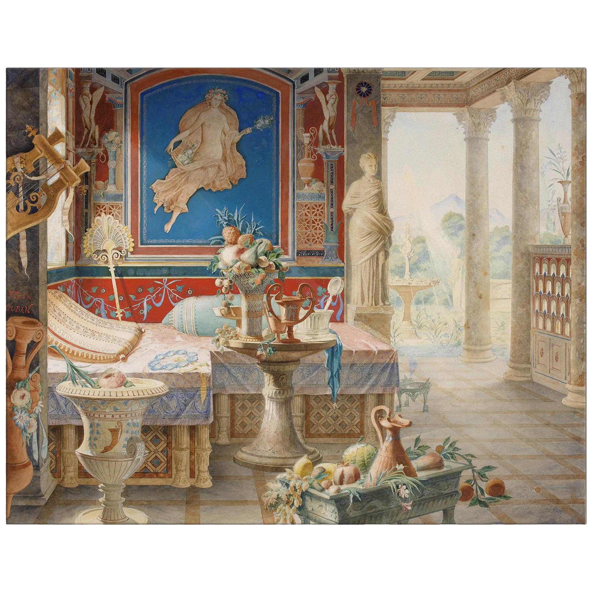 Pompeii, After Grand Tour Oil Painting by Félix Duban For Sale