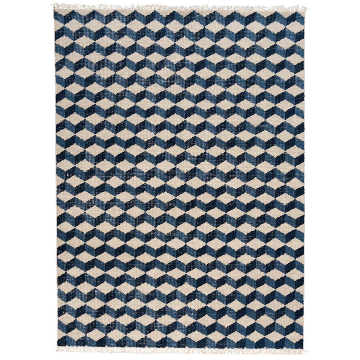 Handgeknüpfter Pompeii-Teppich in Blau, 4x6' im Angebot