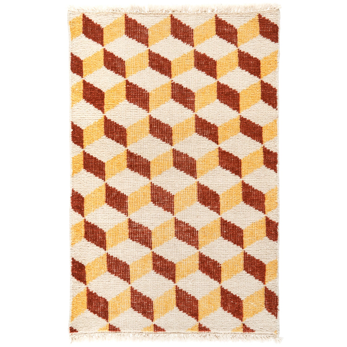 Pompeii Hand-Knotted Rug in Yellow & Red, 2x3' For Sale