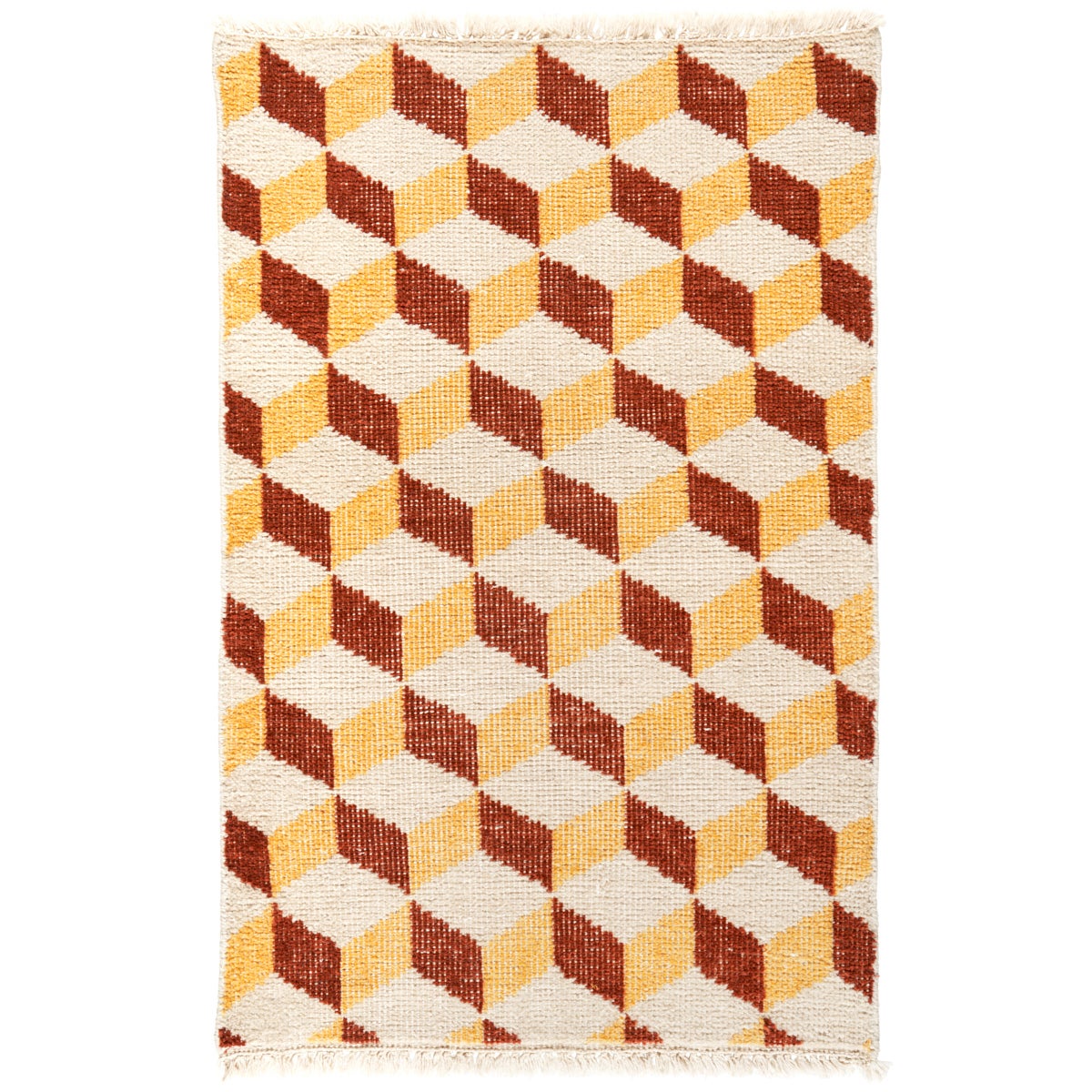 Pompeii Hand-Knotted Rug in Yellow & Red, 2x3'