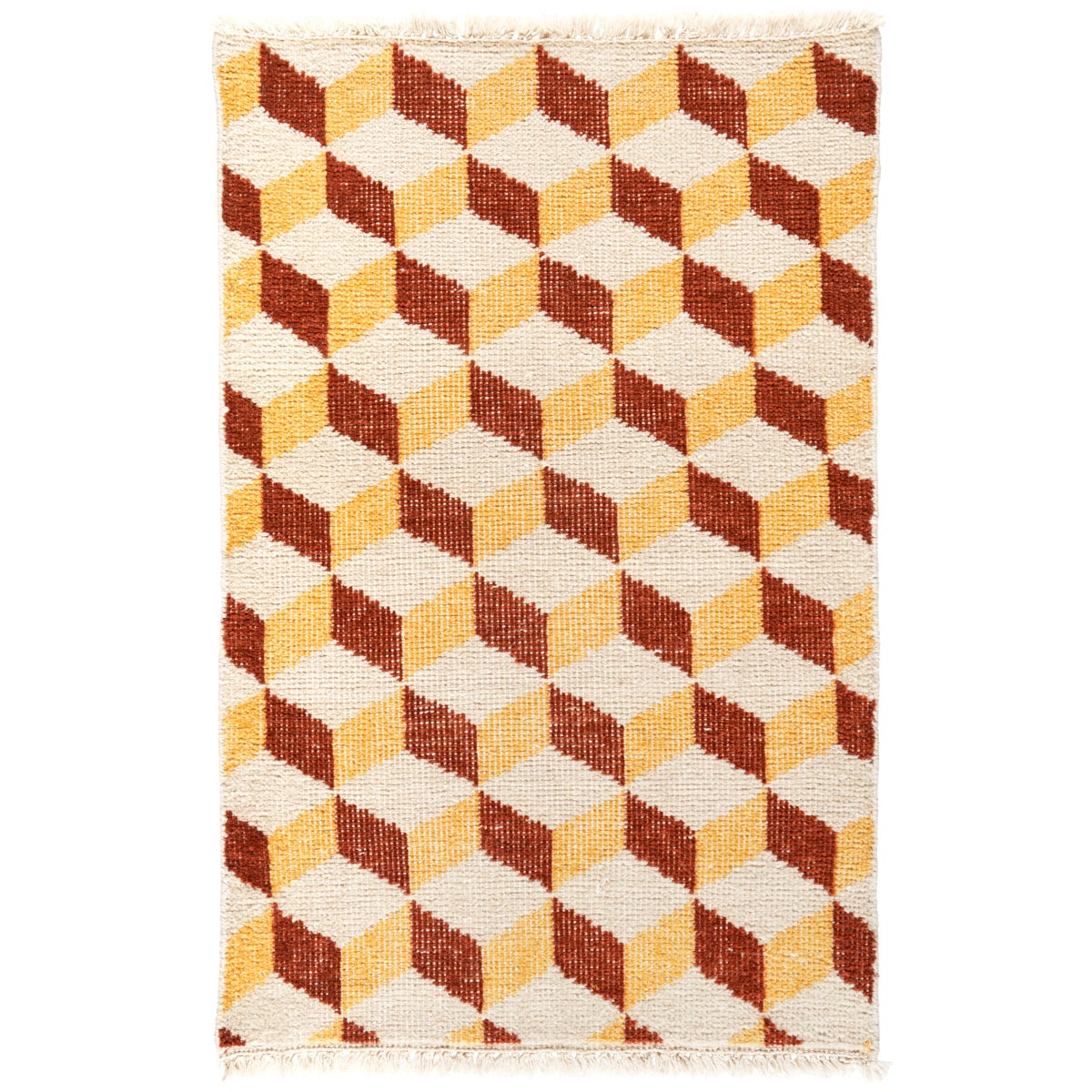 Pompeii Hand-Knüpfteppich in Gelb & Rot, 2x3' im Angebot